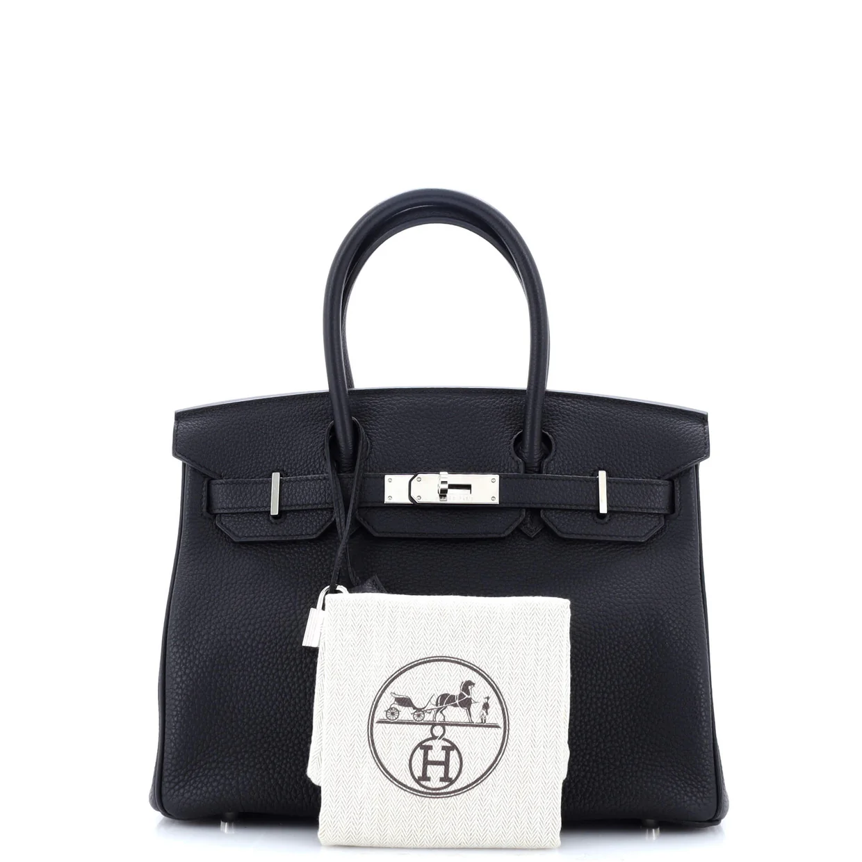 Birkin Handbag Noir Togo with Palladium Hardware 30 - Deep Luxury