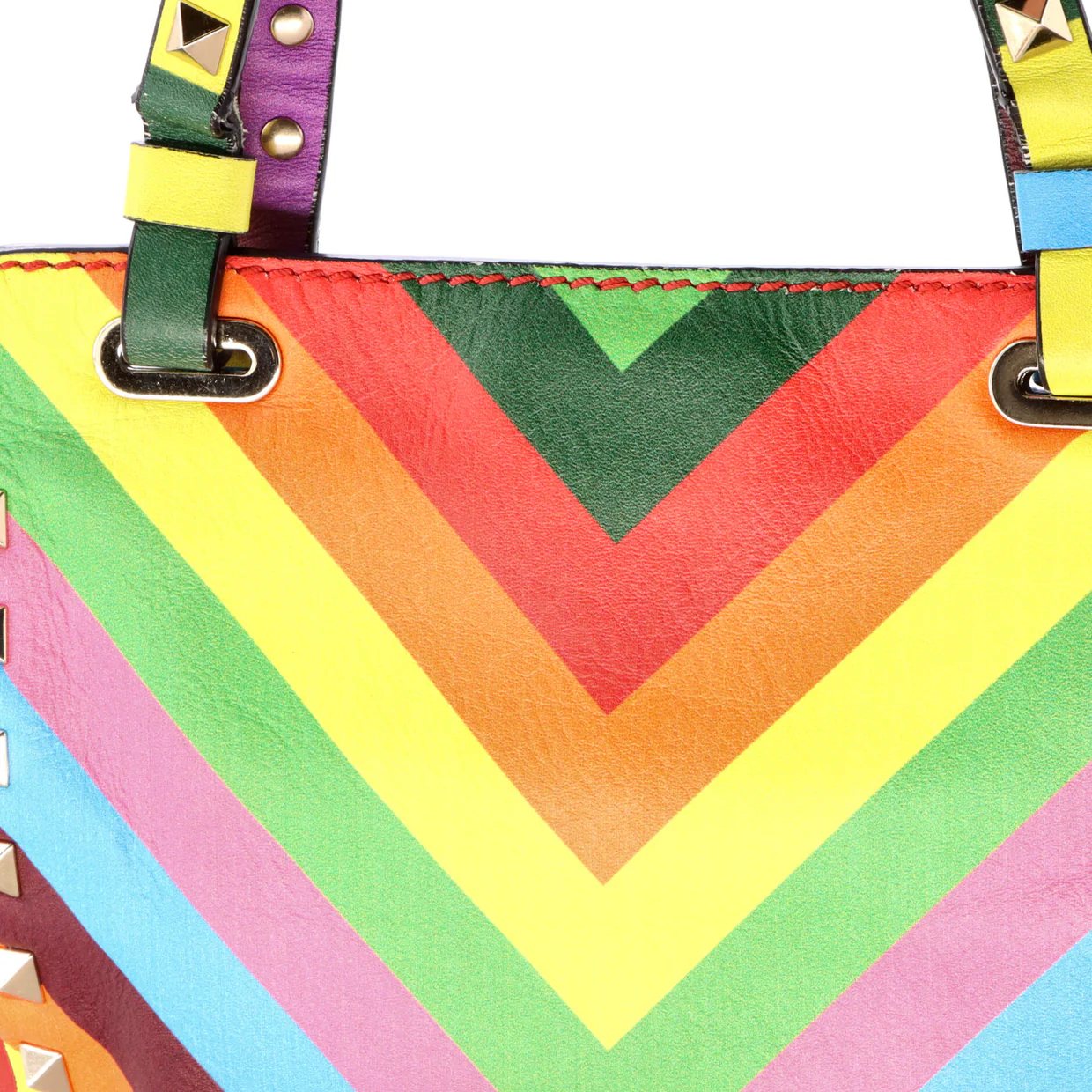 1973 Rockstud Tote Striped Leather Mini - Deep Luxury