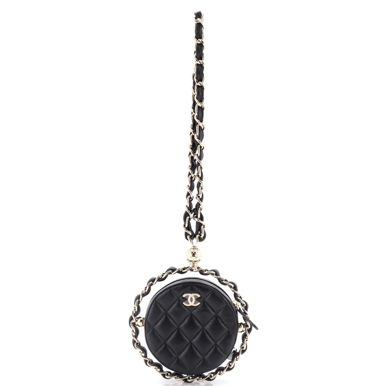 Frame Chain Around Round Clutch with Chain Quilted Lambskin Mini - Deep Luxury