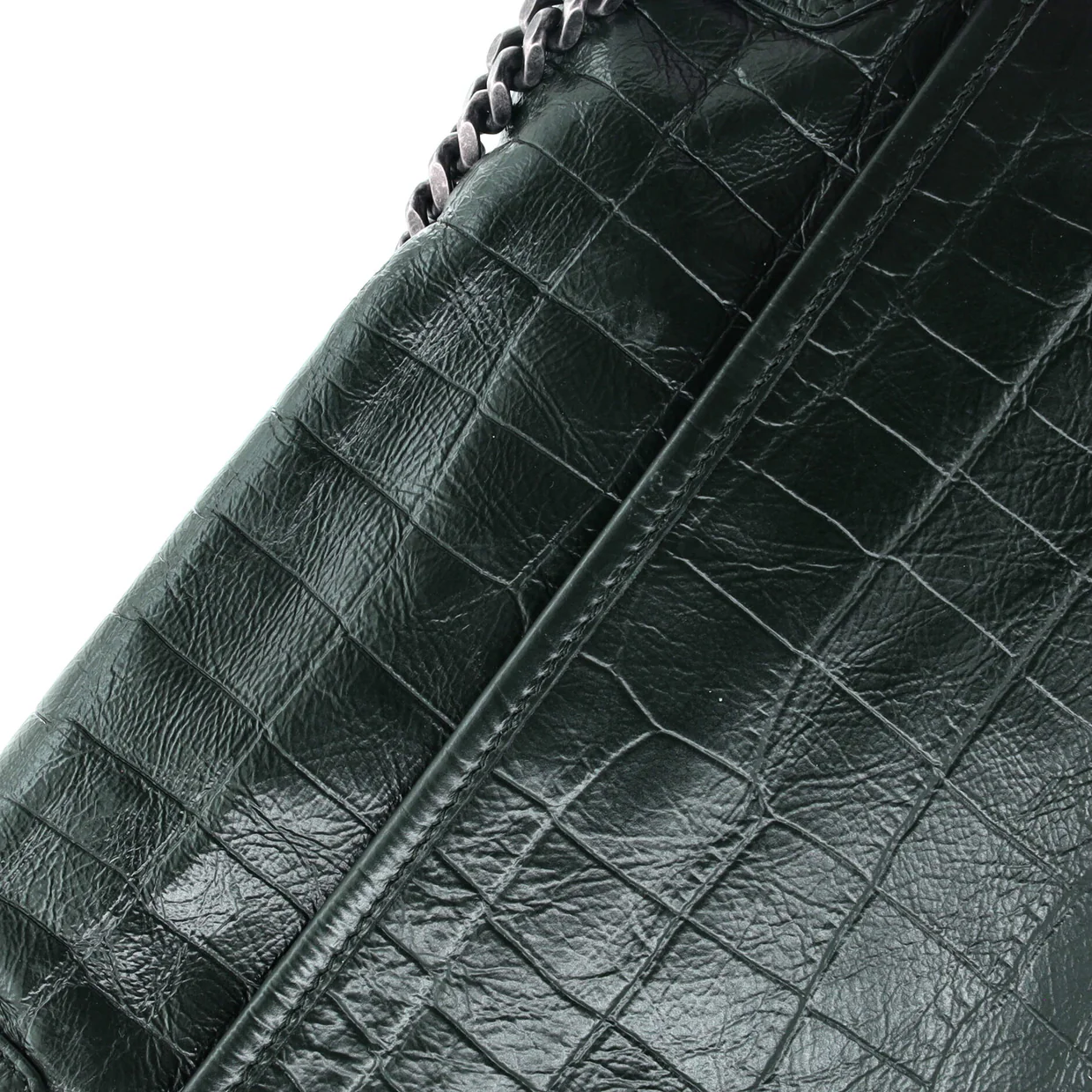 Niki Chain Flap Bag Crocodile Embossed Leather Medium - Deep Luxury