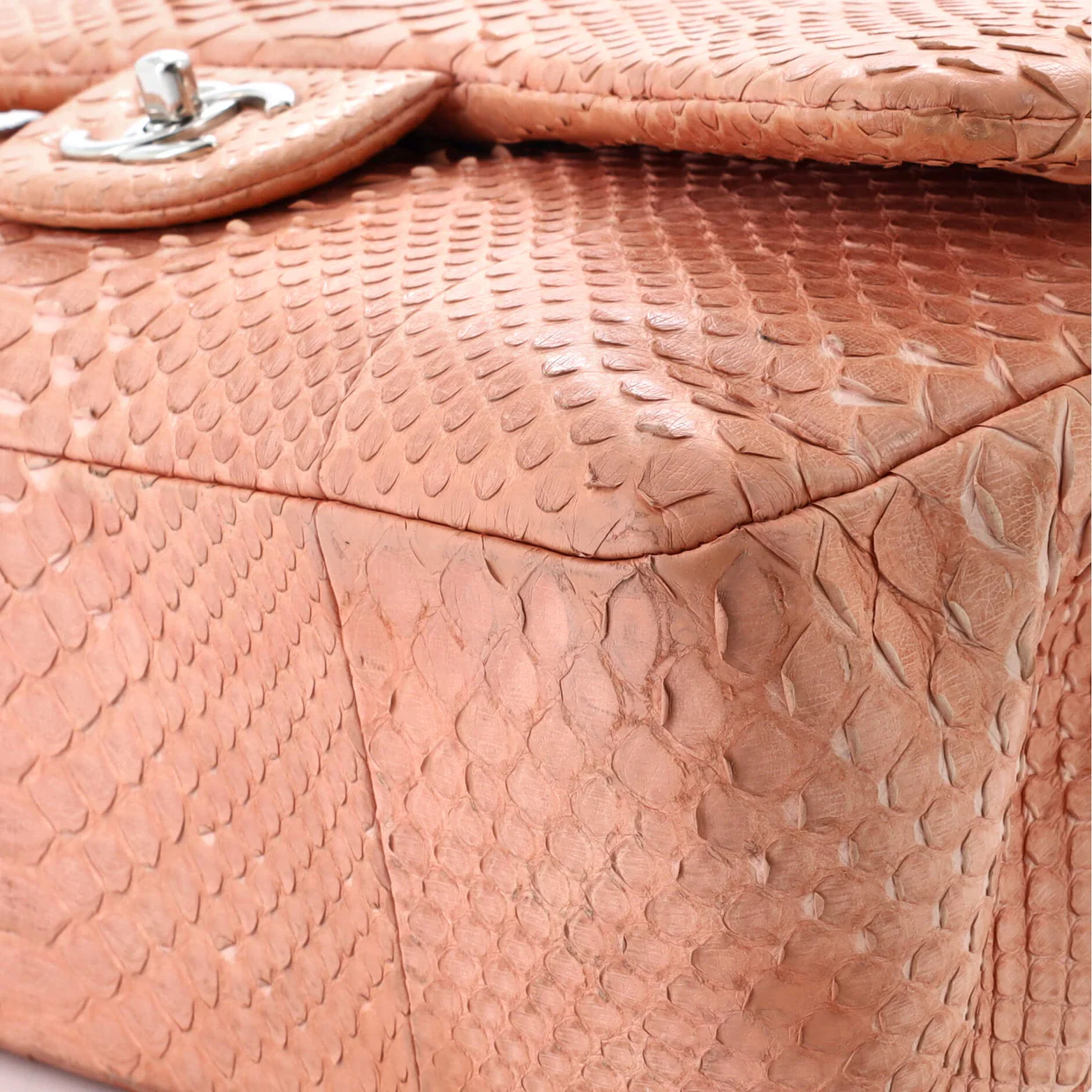 Classic Double Flap Bag Matte Python Jumbo - Deep Luxury