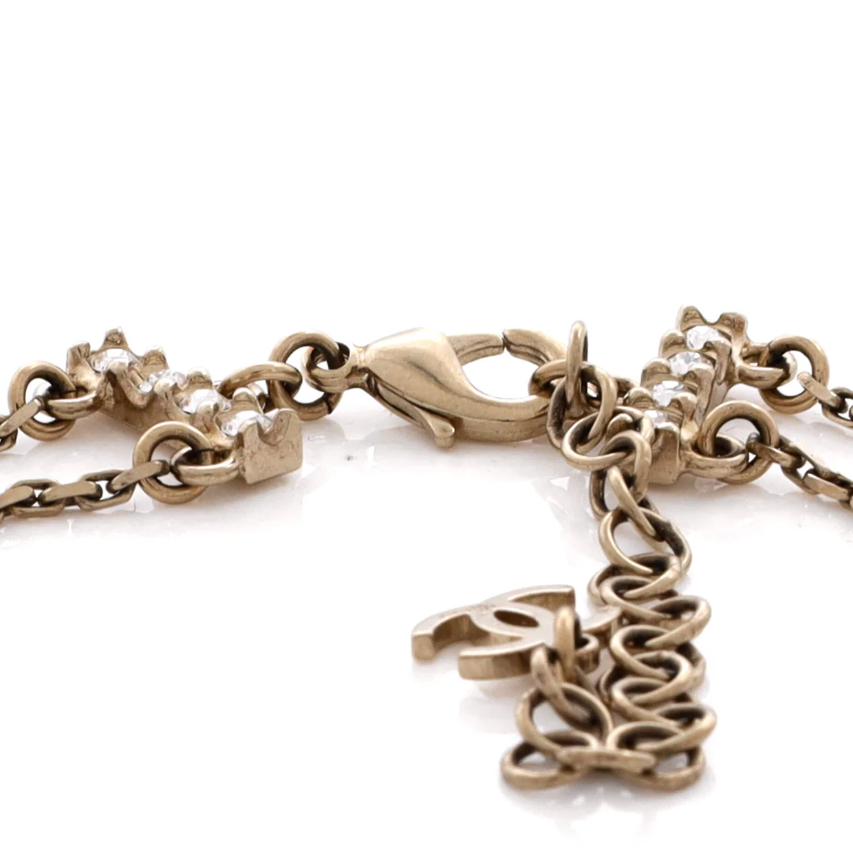 Logo Letters Plate Double Chain Choker Necklace Metal with Crystals - Deep Luxury