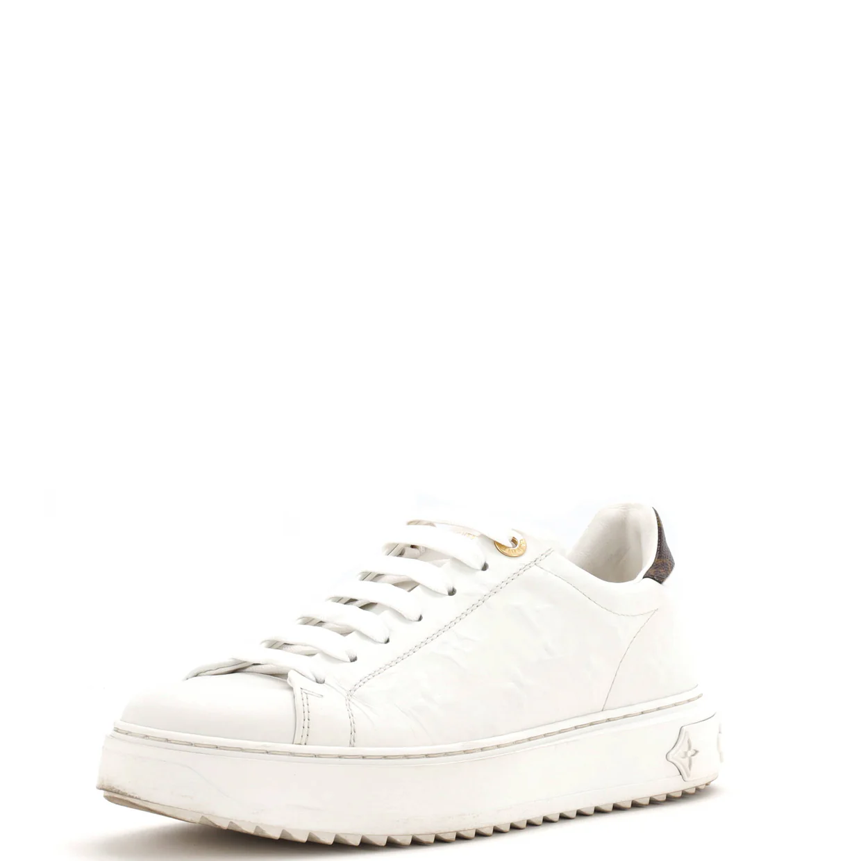 Women's Time Out Sneakers Monogram Embossed Leather with Monogram Canvas - Deep Luxury