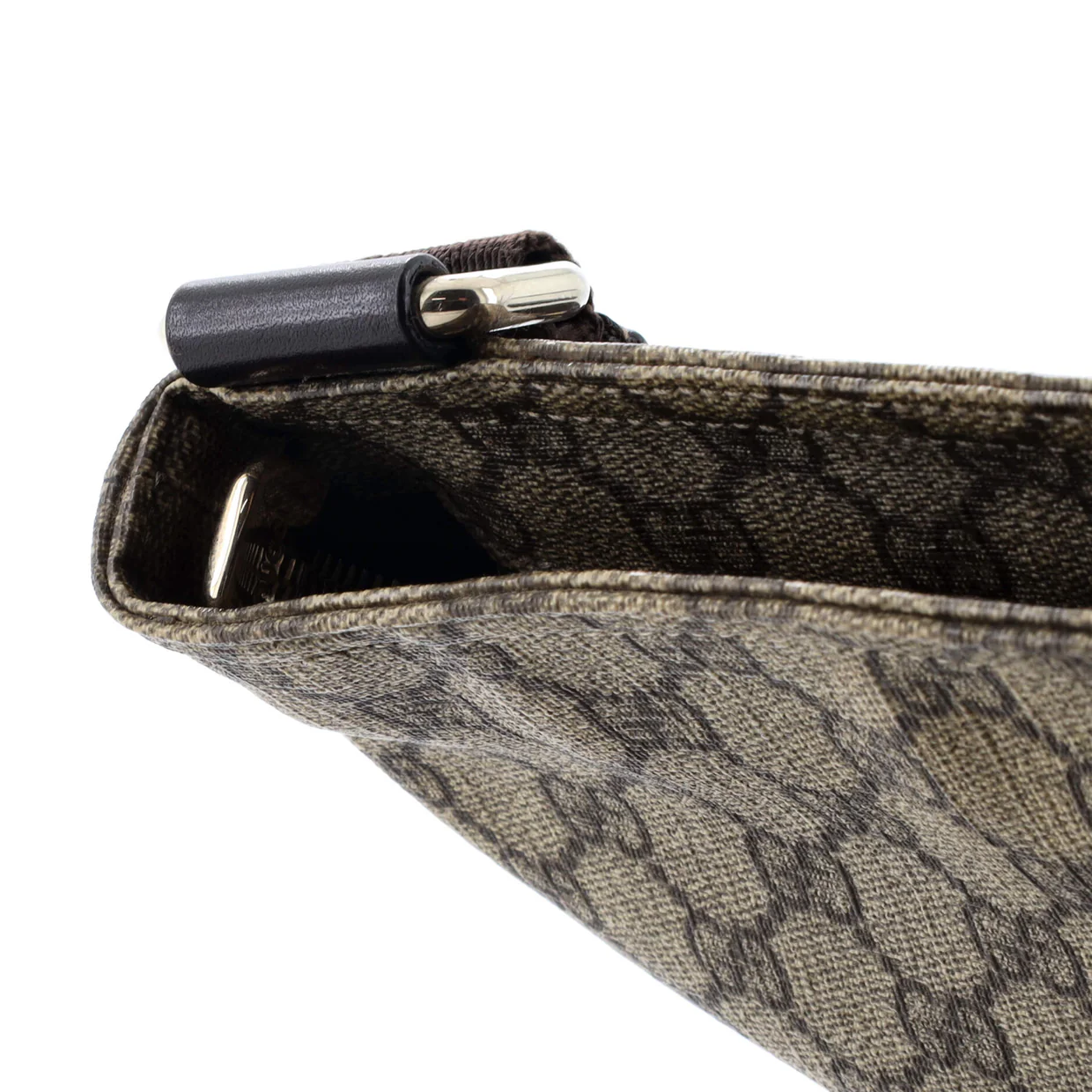 Front Zip Flat Messenger Bag GG Coated Canvas Medium - Deep Luxury