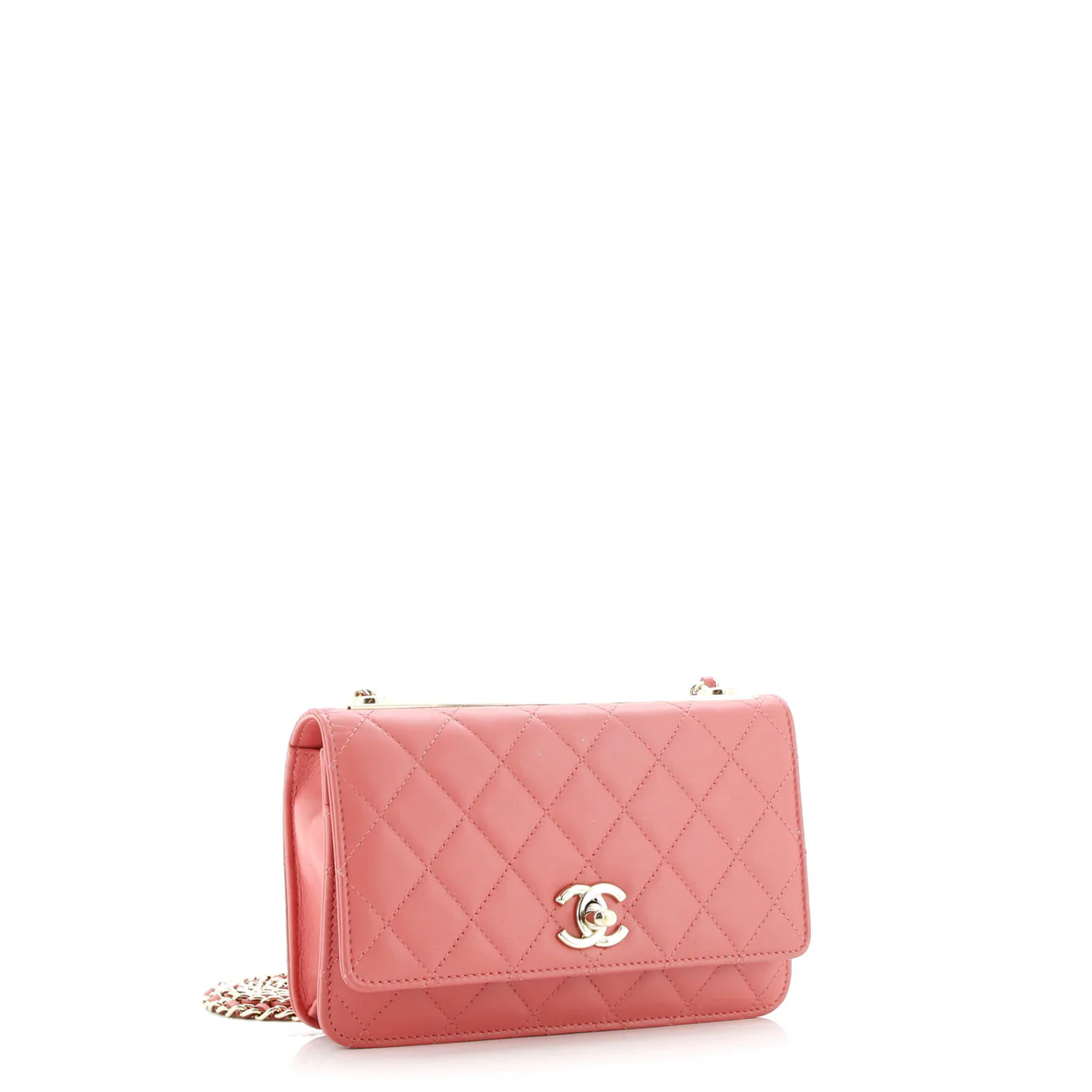 Trendy CC Wallet on Chain Quilted Lambskin - Deep Luxury