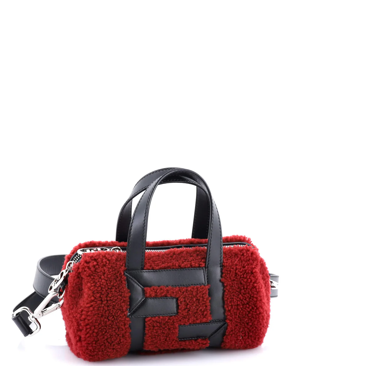 O'Lock Convertible Bowler Bag Shearling with Leather Mini - Deep Luxury