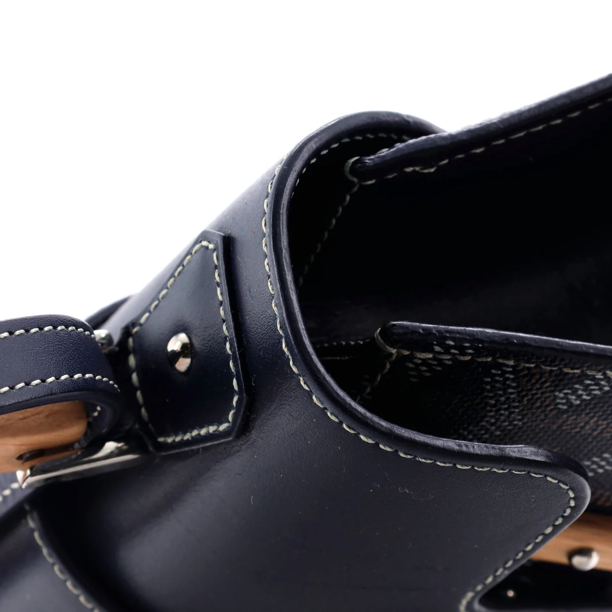 Structured Saigon Top Handle Bag Coated Canvas with Leather Mini - Deep Luxury