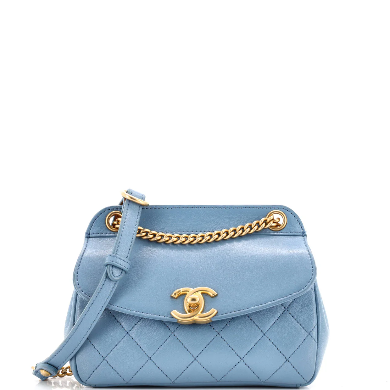 Curved Flap Bag Quilted Lambskin Small - Deep Luxury