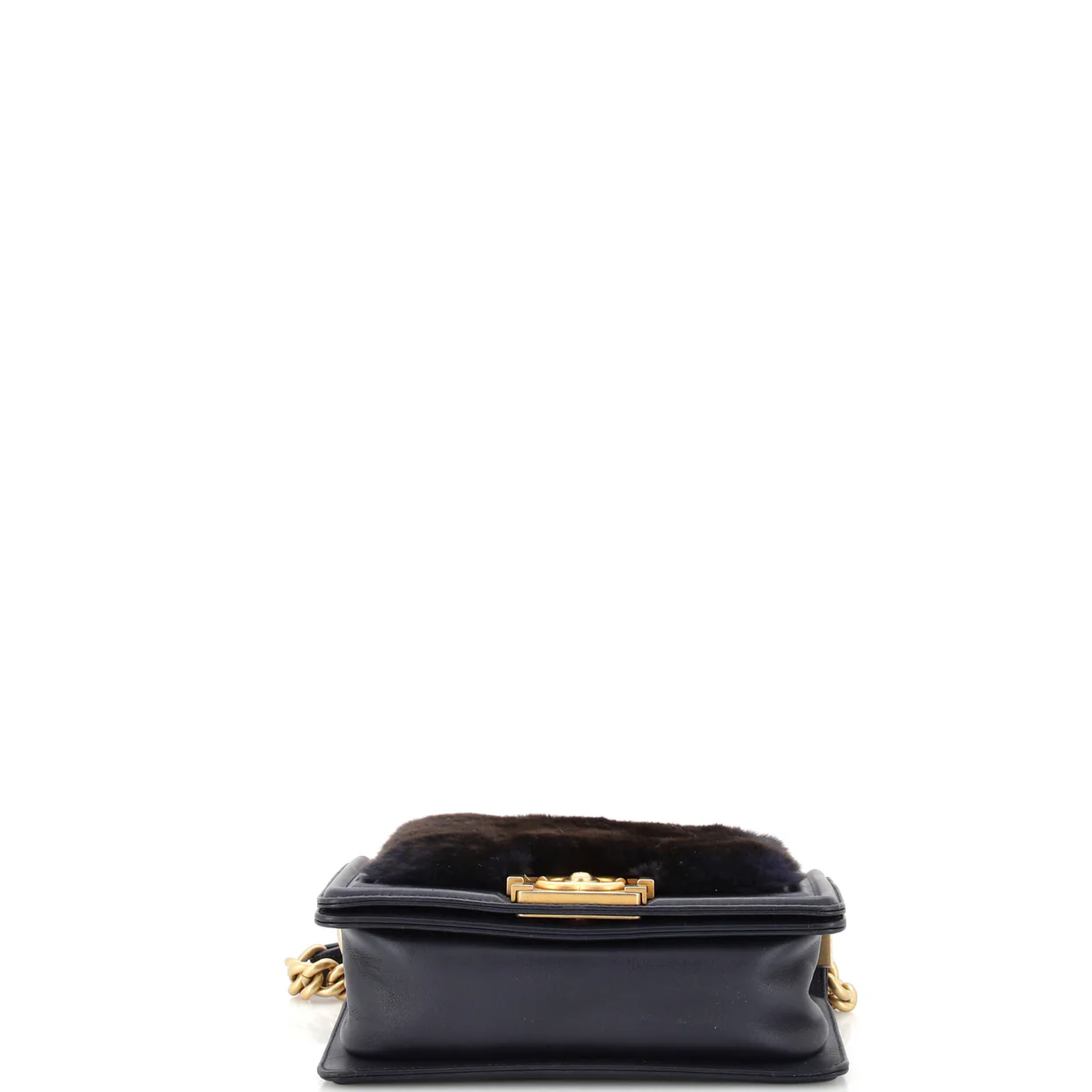 Top Handle Boy Flap Bag Fur Small - Deep Luxury