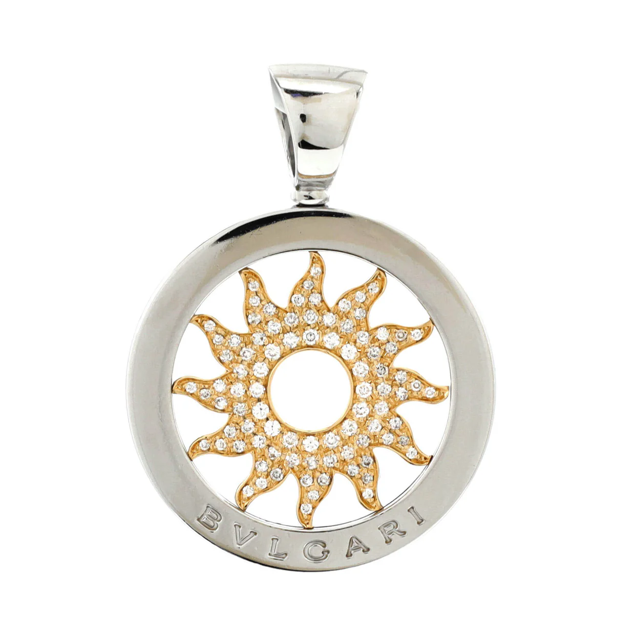 Tondo Sun Pendant Pendant u0026 Charms 18K Yellow Gold and Stainless Steel with Diamonds - Deep Luxury