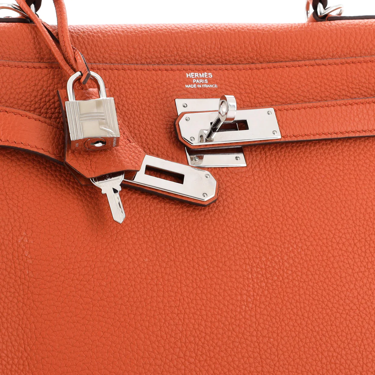 Kelly Handbag Terre Battue Togo with Palladium Hardware 28 - Deep Luxury