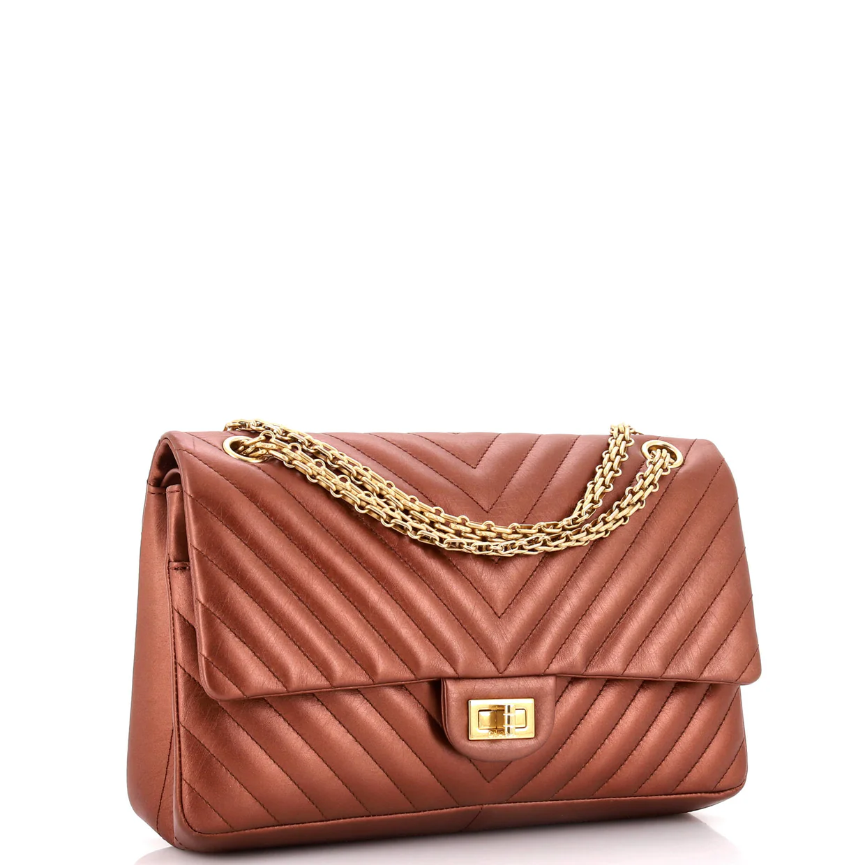 Reissue 2.55 Flap Bag Chevron Metallic Aged Calfskin 226 - Deep Luxury