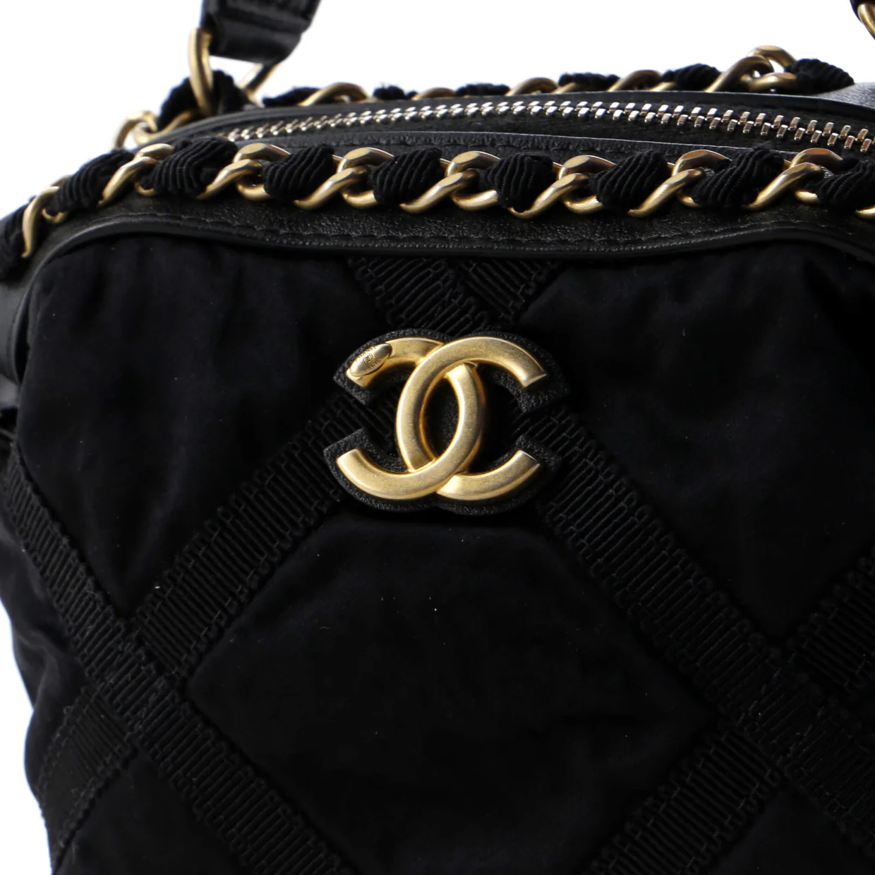 Top Handle Clutch with Chain Nylon with Grosgrain Mini - Deep Luxury