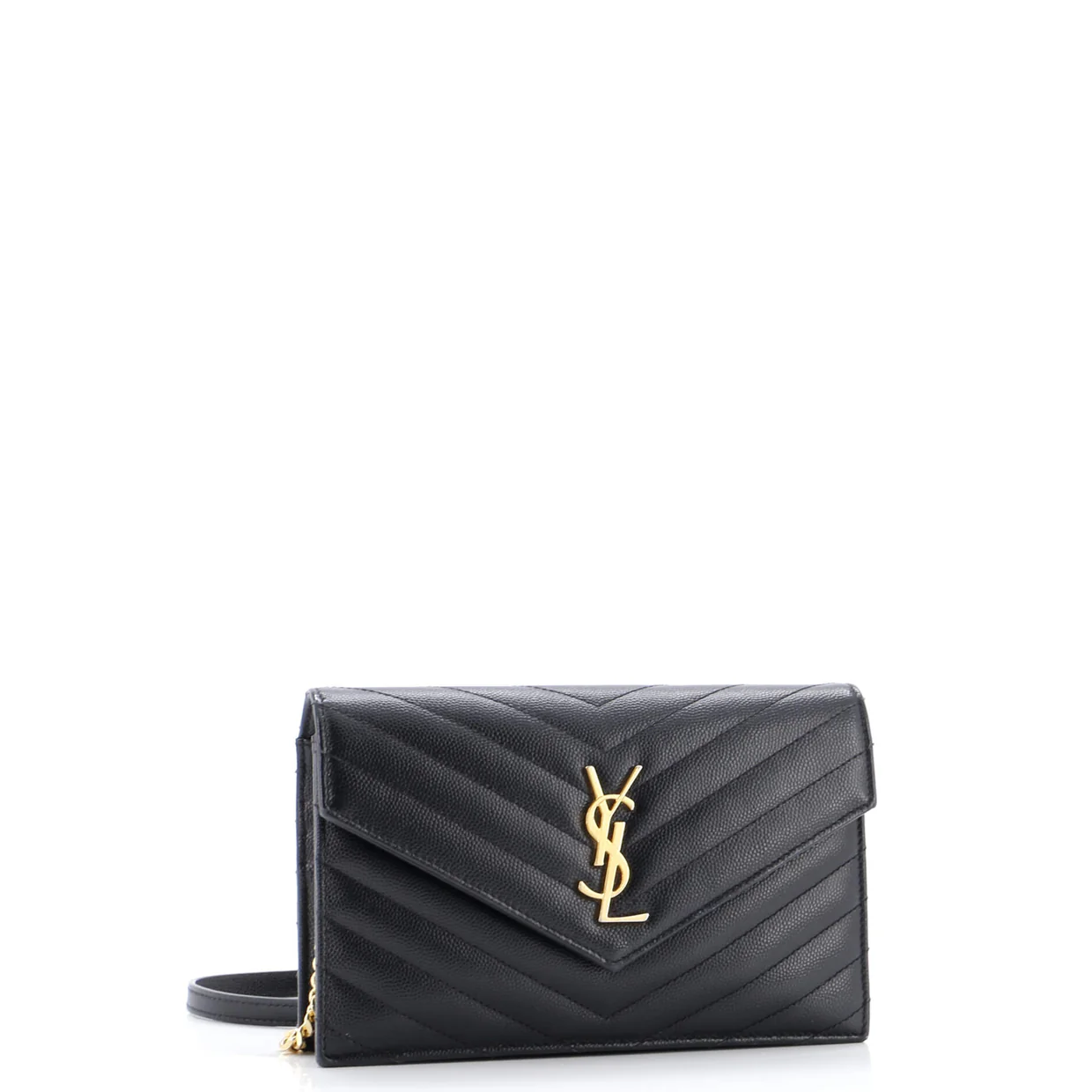 Classic Monogram Wallet on Chain Matelasse Chevron Leather Small - Deep Luxury