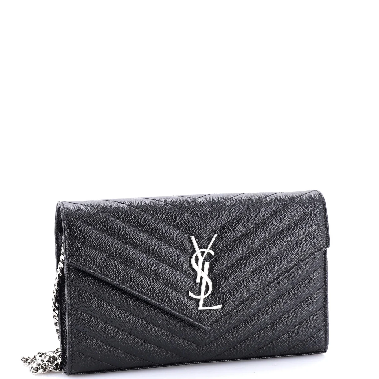 Classic Monogram Wallet on Chain Matelasse Chevron Leather Medium - Deep Luxury