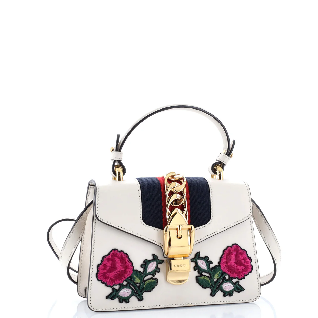 Sylvie Top Handle Bag Embroidered Leather Mini - Deep Luxury