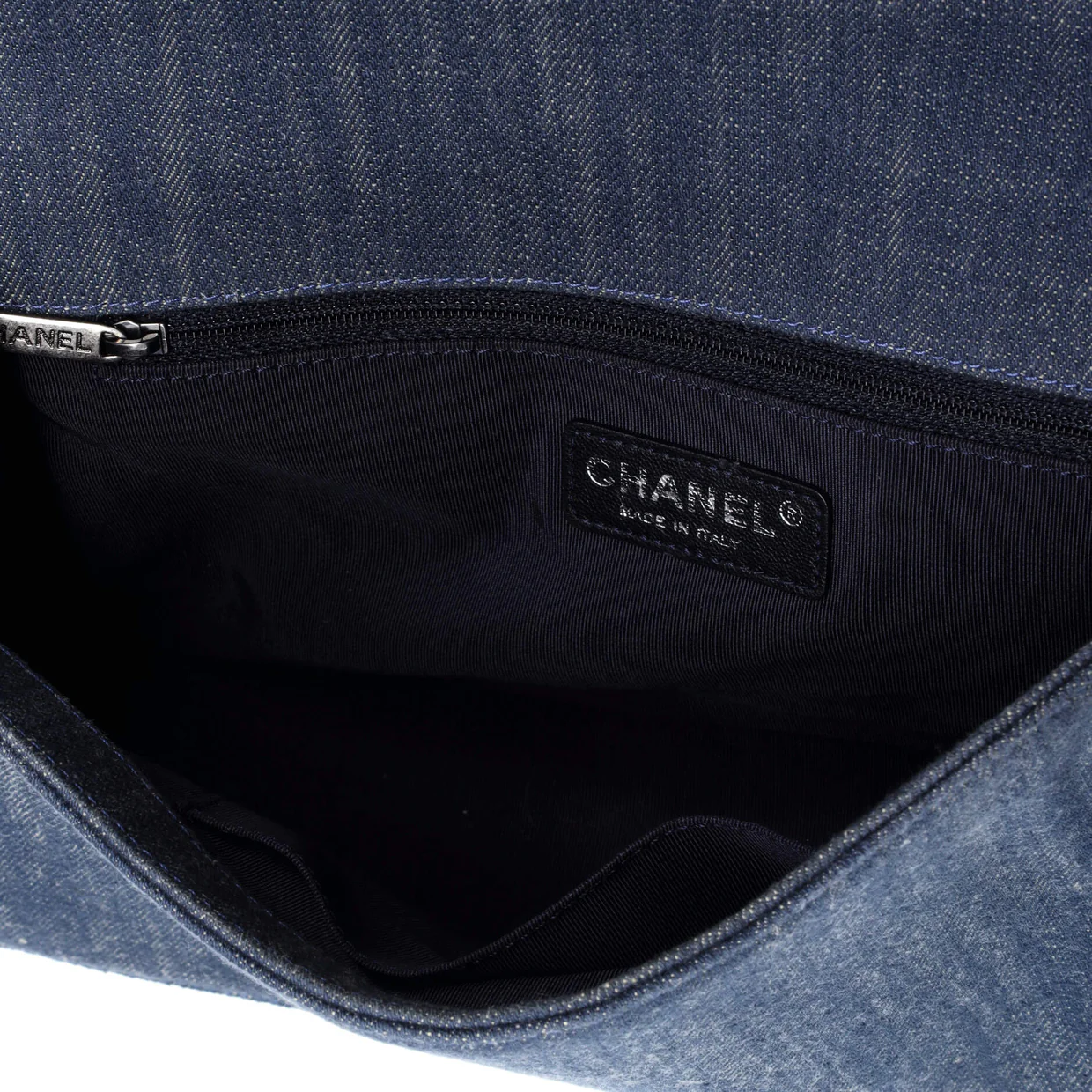 Boy Flap Bag Chevron Denim New Medium - Deep Luxury