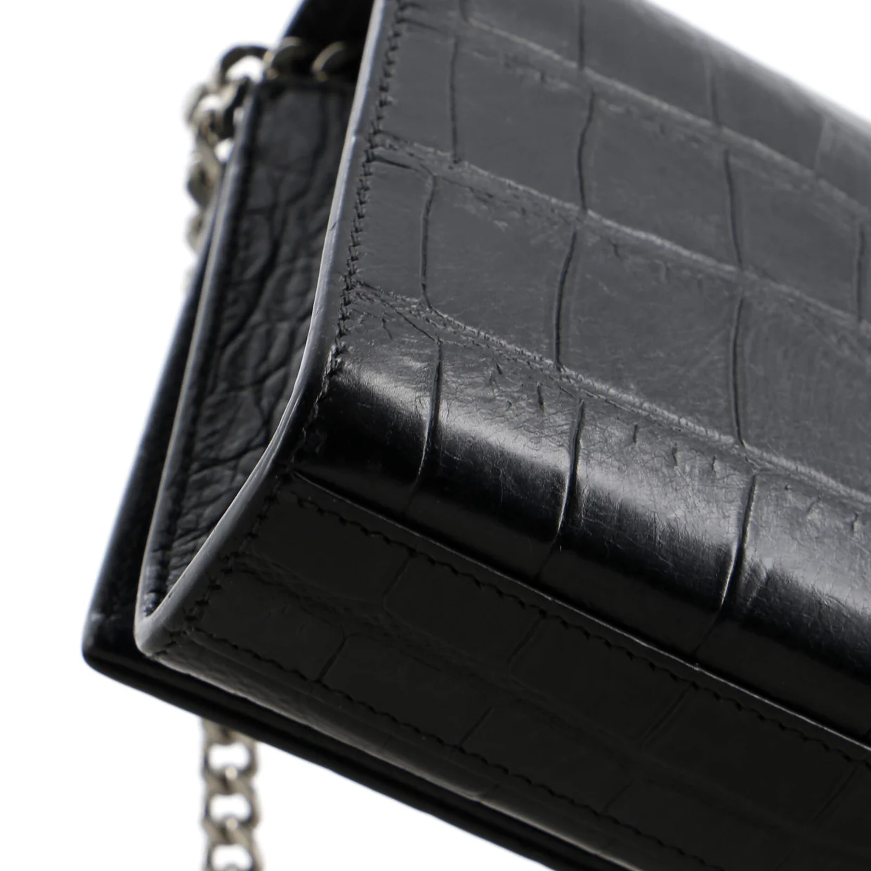 Classic Monogram Tassel Crossbody Bag Crocodile Embossed Leather Small - Deep Luxury