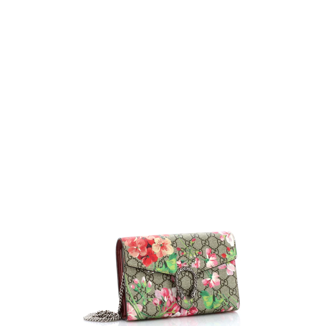 Dionysus Chain Wallet Blooms Print GG Coated Canvas Small - Deep Luxury