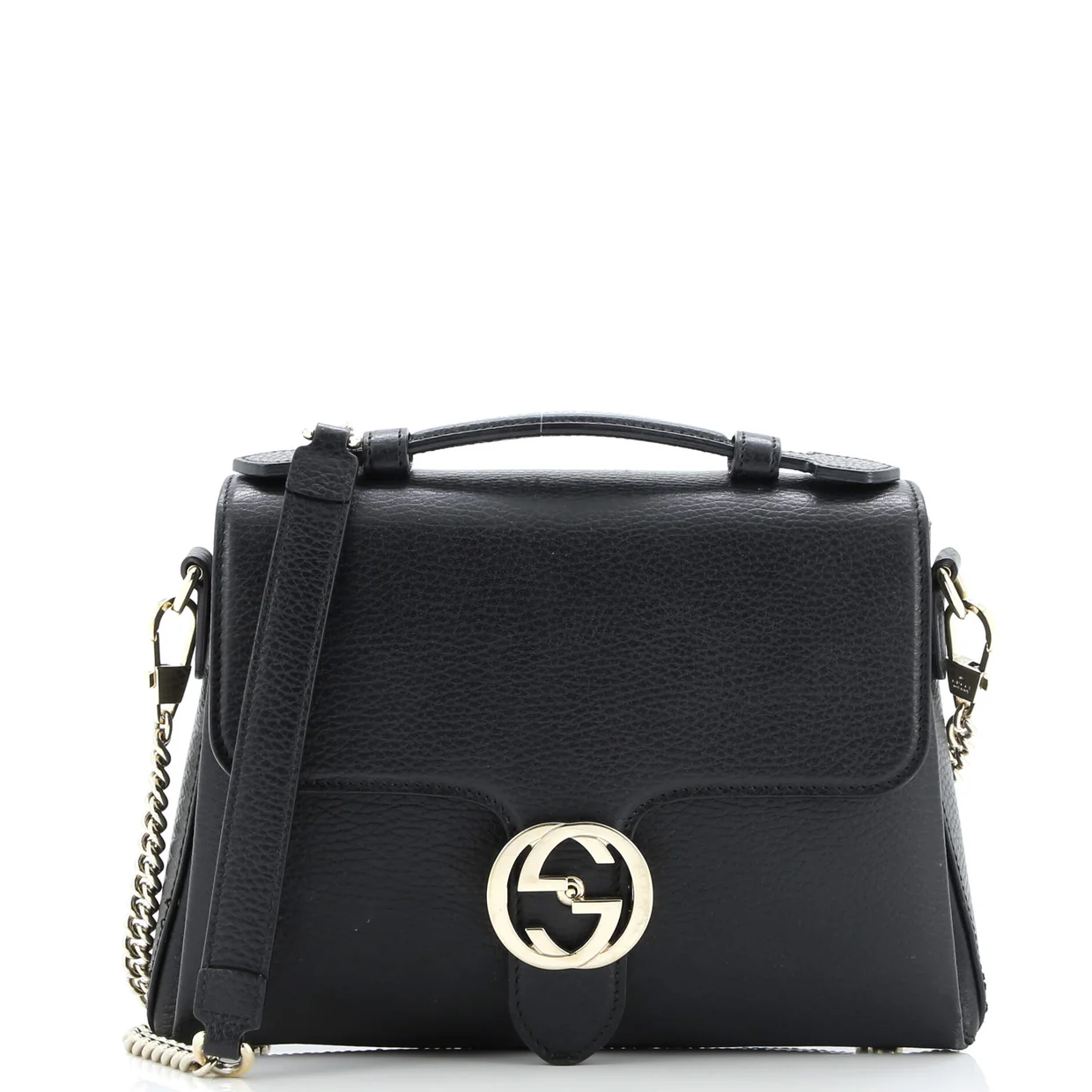 Interlocking Chain Crossbody Bag Leather Small - Deep Luxury