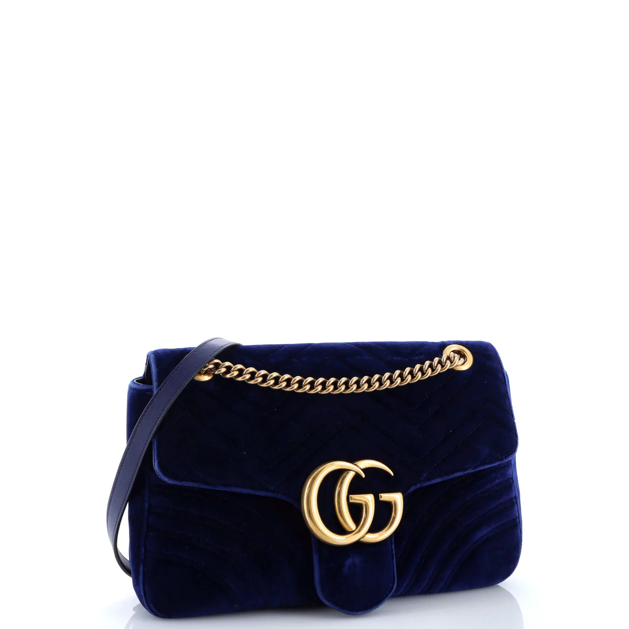 GG Marmont Flap Bag Matelasse Velvet Medium - Deep Luxury
