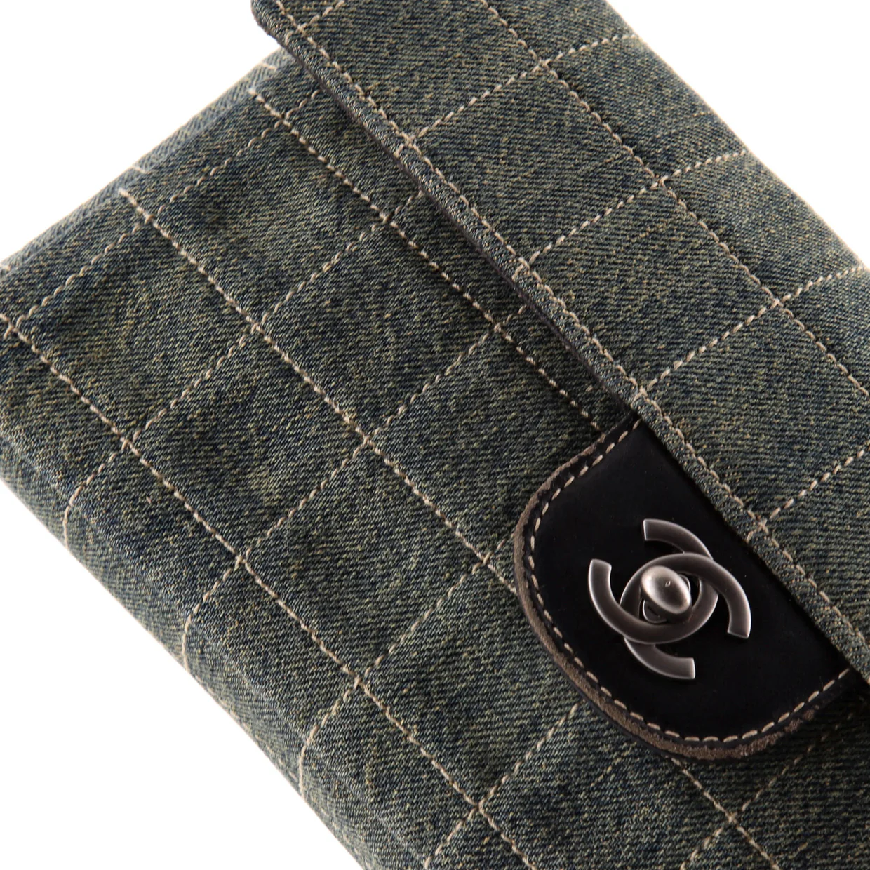 Chocolate Bar Flap Bag Quilted Denim East West - Deep Luxury