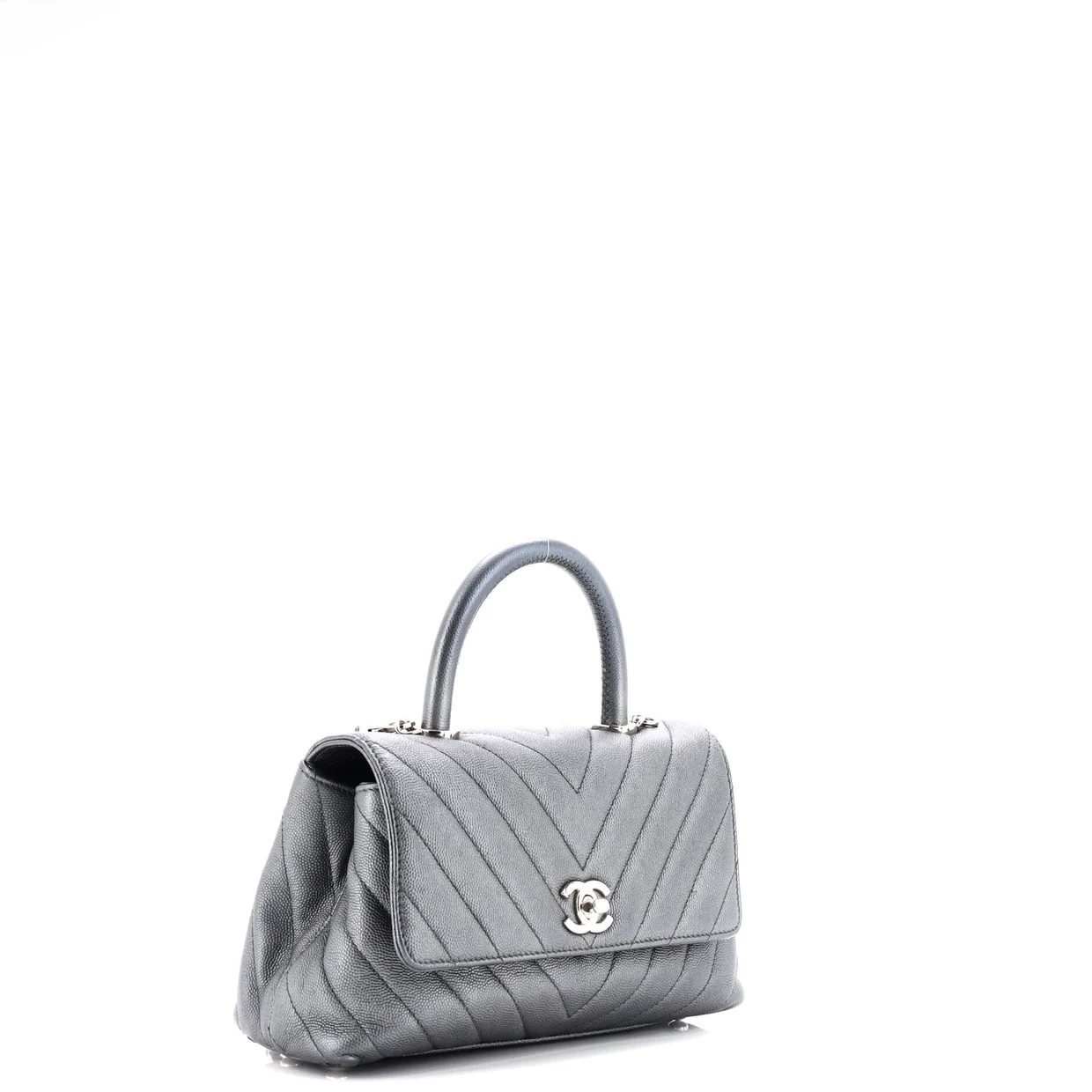Coco Top Handle Bag Chevron Caviar Mini - Deep Luxury