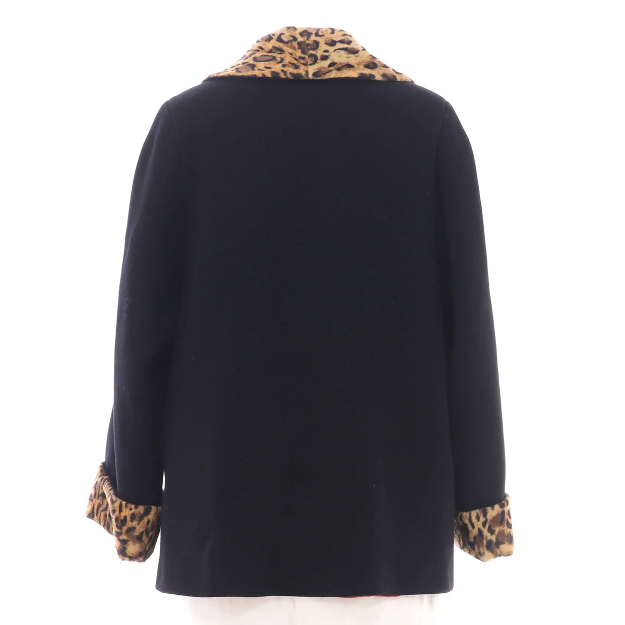 Women's Leopard Panels Coat Wool Blend - Deep Luxury
