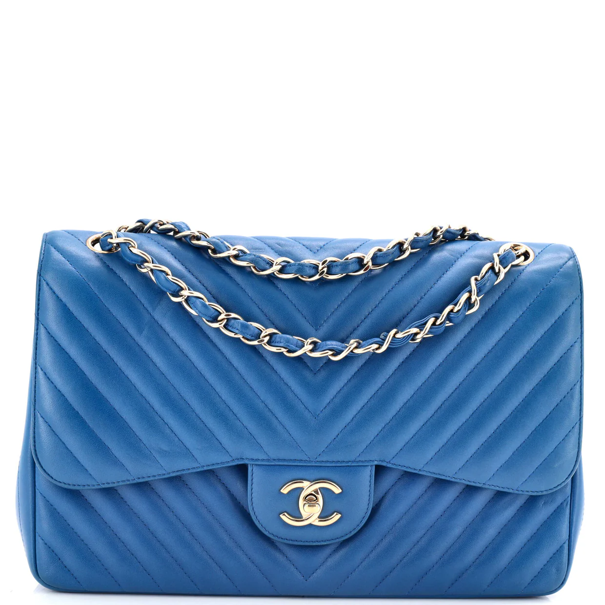 Classic Double Flap Bag Chevron Lambskin Jumbo - Deep Luxury