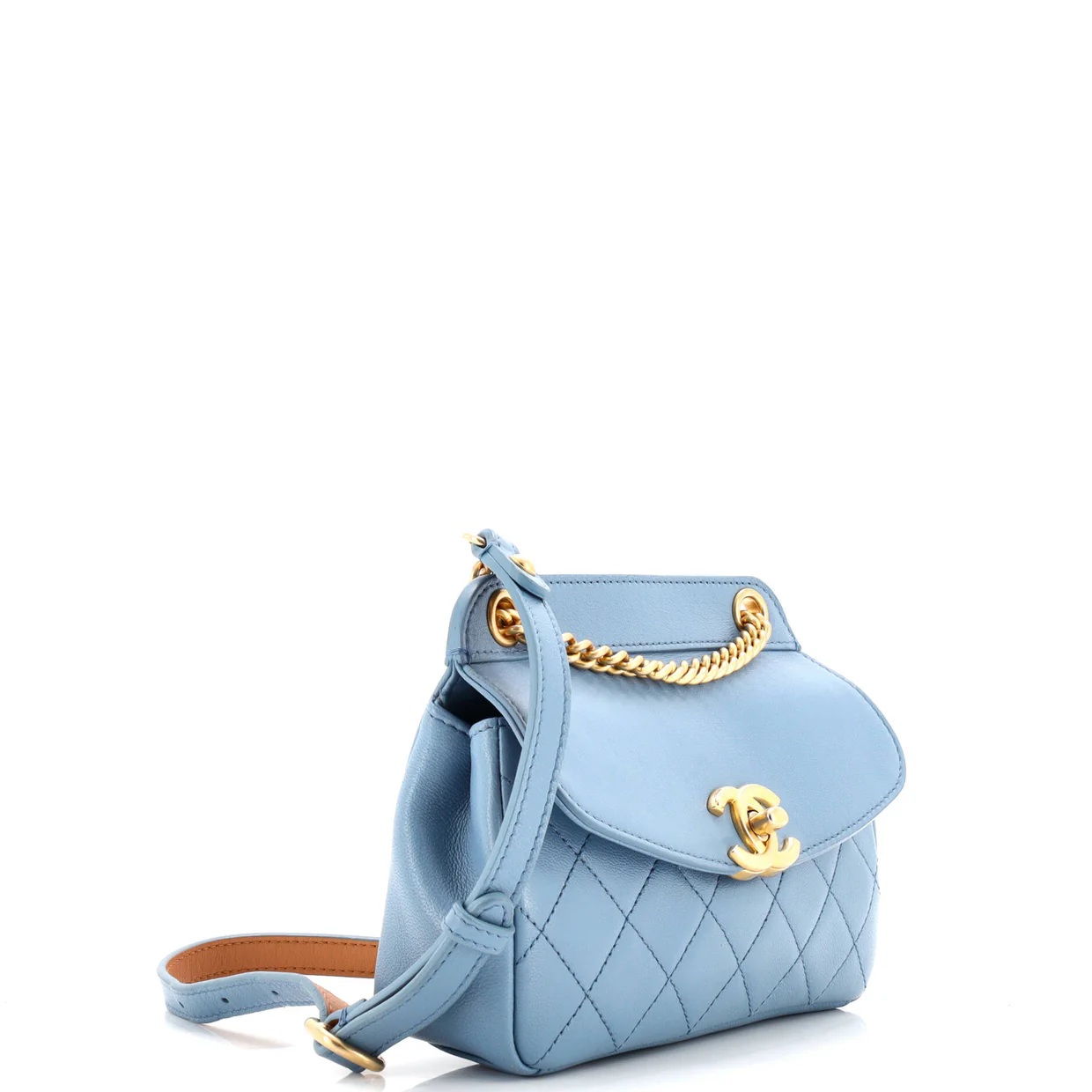 Curved Flap Bag Quilted Lambskin Small - Deep Luxury