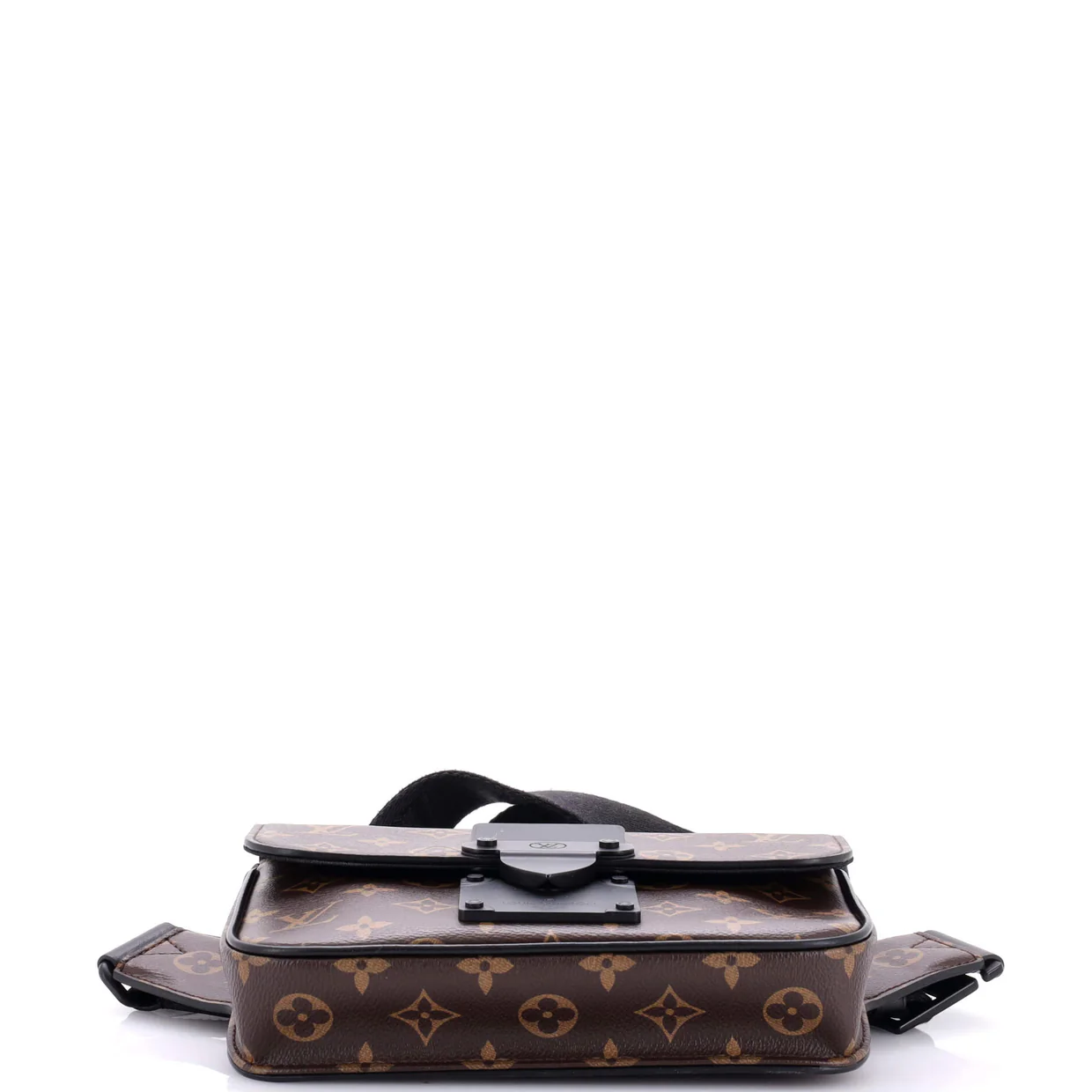 S Lock Sling Bag Macassar Monogram Canvas - Deep Luxury