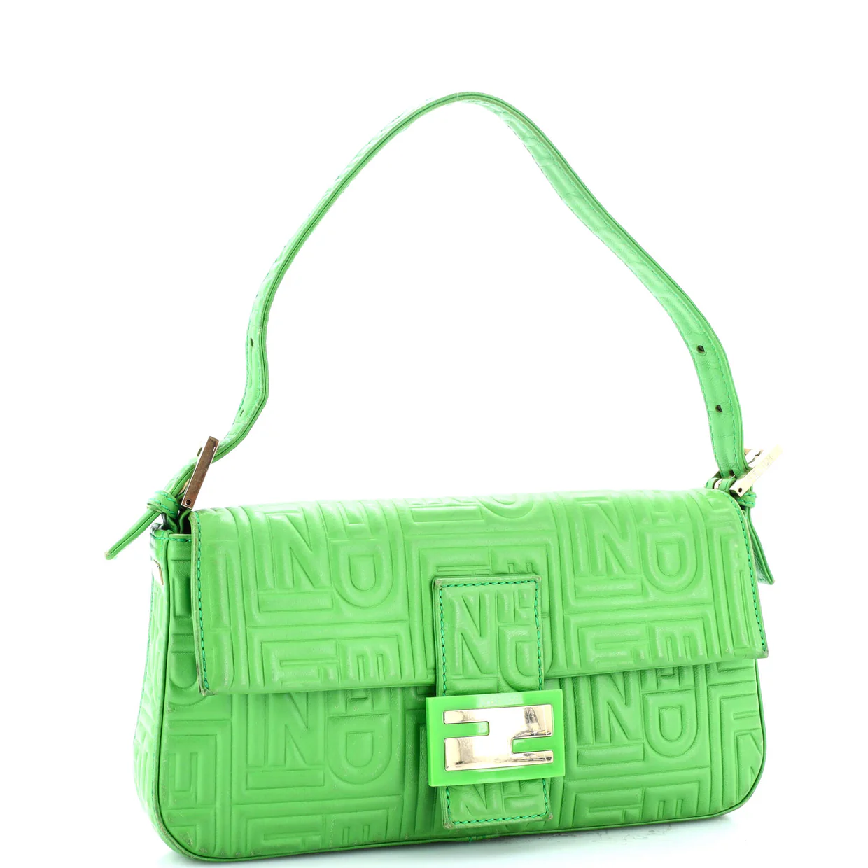 Baguette Bag Logo Embossed Leather Small - Deep Luxury