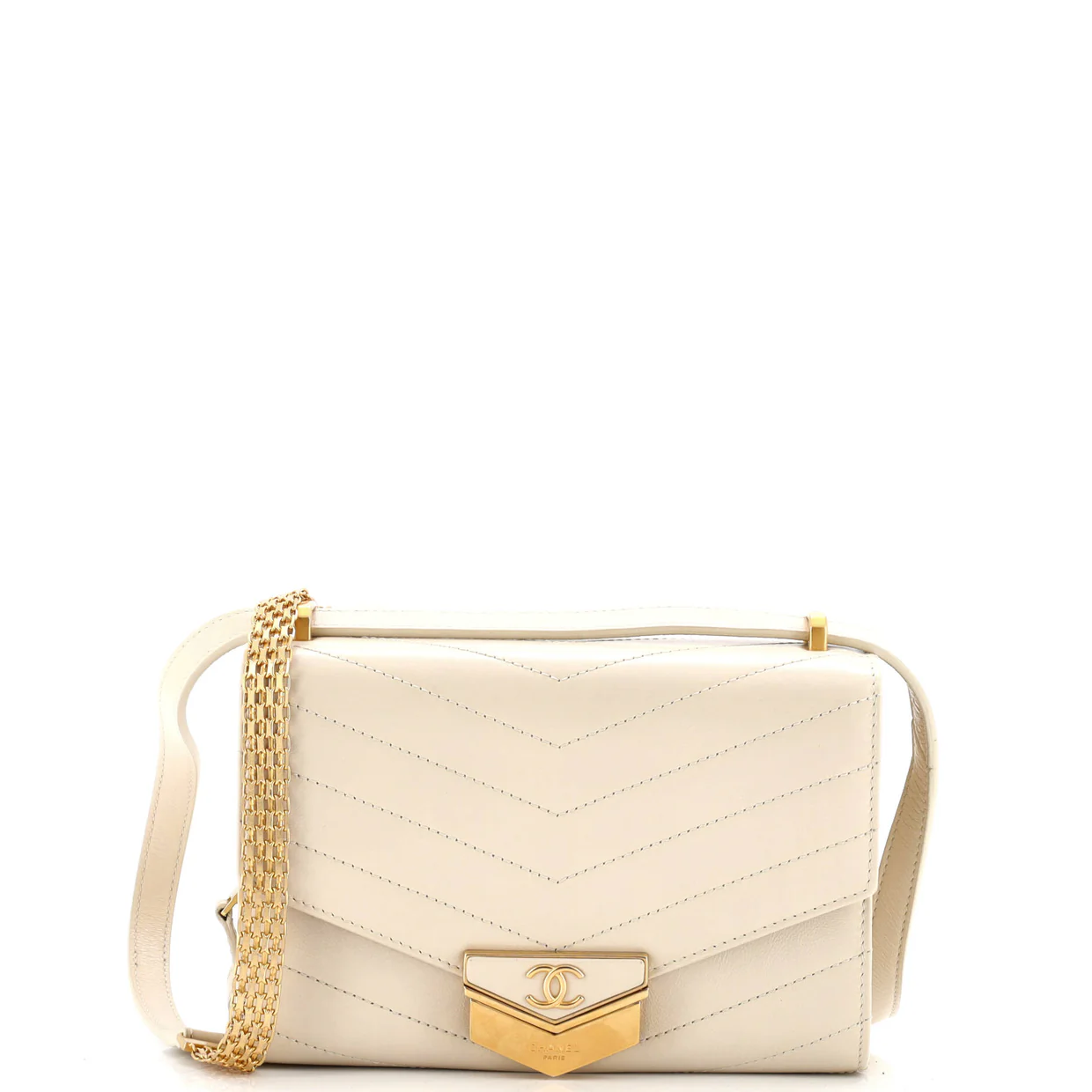 Medal Envelope Flap Bag Chevron Calfskin Small - Deep Luxury