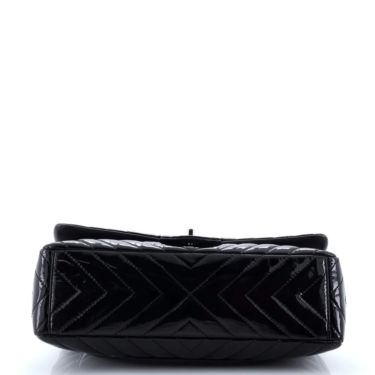 Classic Single Flap Bag Chevron Patent Maxi - Deep Luxury