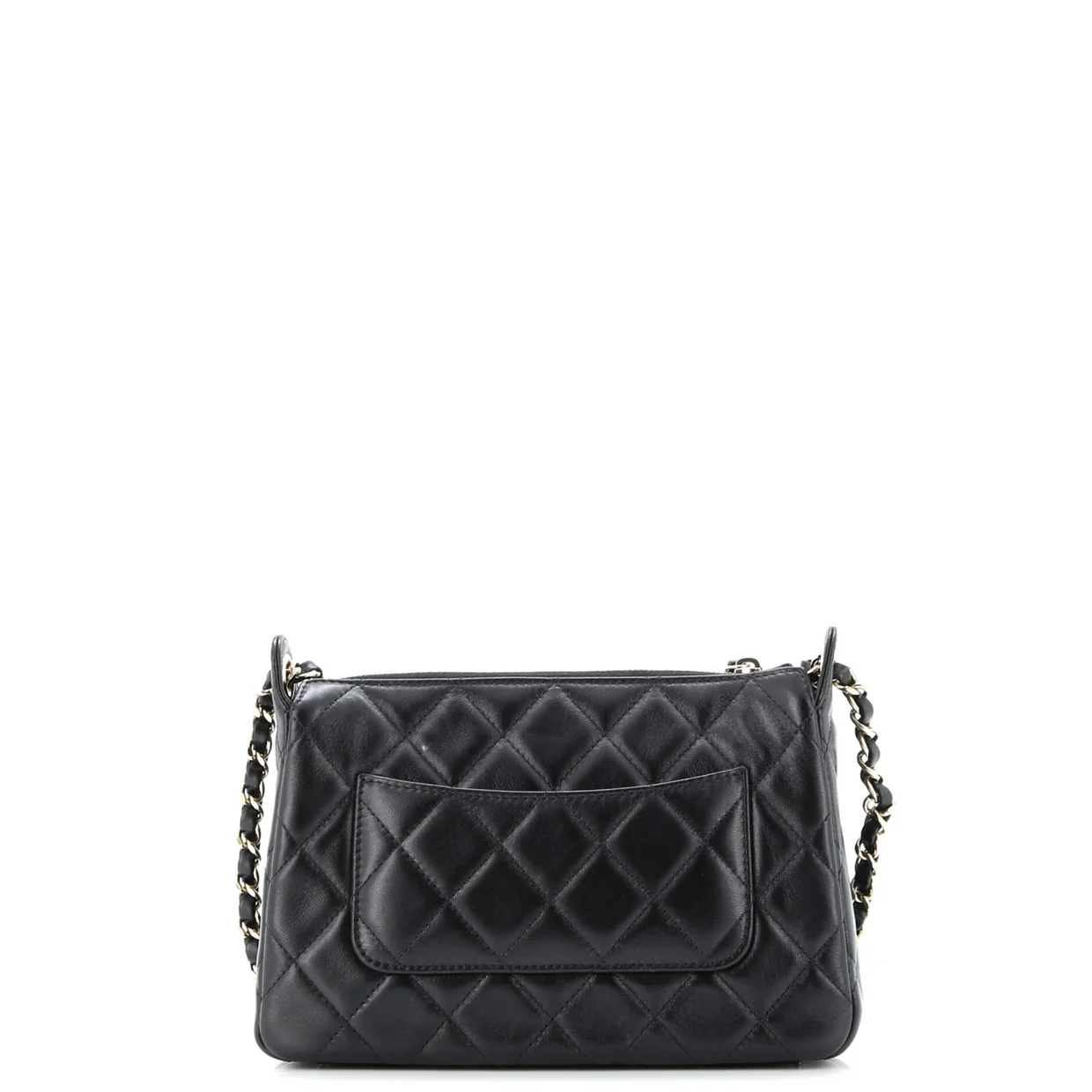 CC Front Pocket Zip Clutch with Chain Quilted Lambskin Large - Deep Luxury