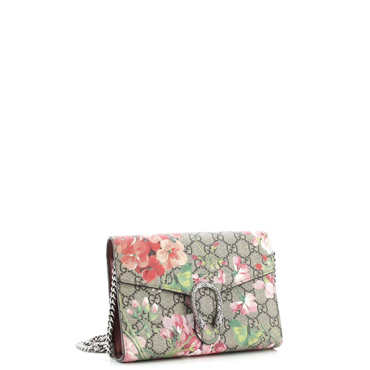 Dionysus Chain Wallet Blooms Print GG Coated Canvas Small - Deep Luxury