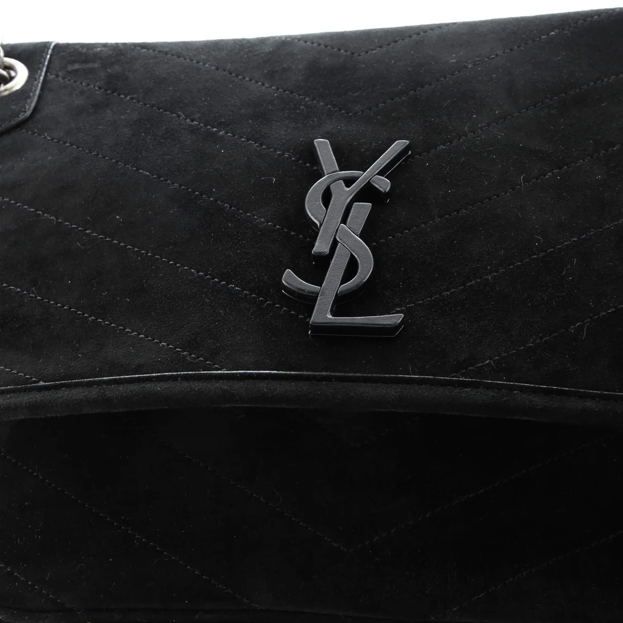 Niki Chain Flap Bag Matelasse Chevron Suede Medium - Deep Luxury