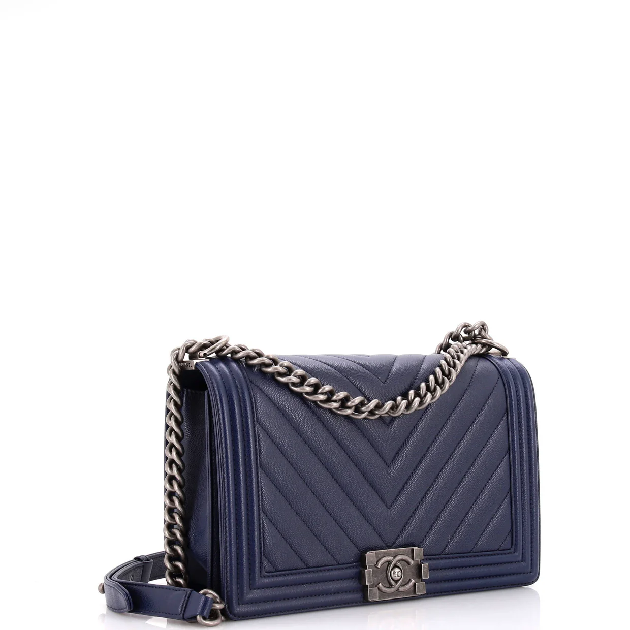 Boy Flap Bag Chevron Caviar New Medium - Deep Luxury