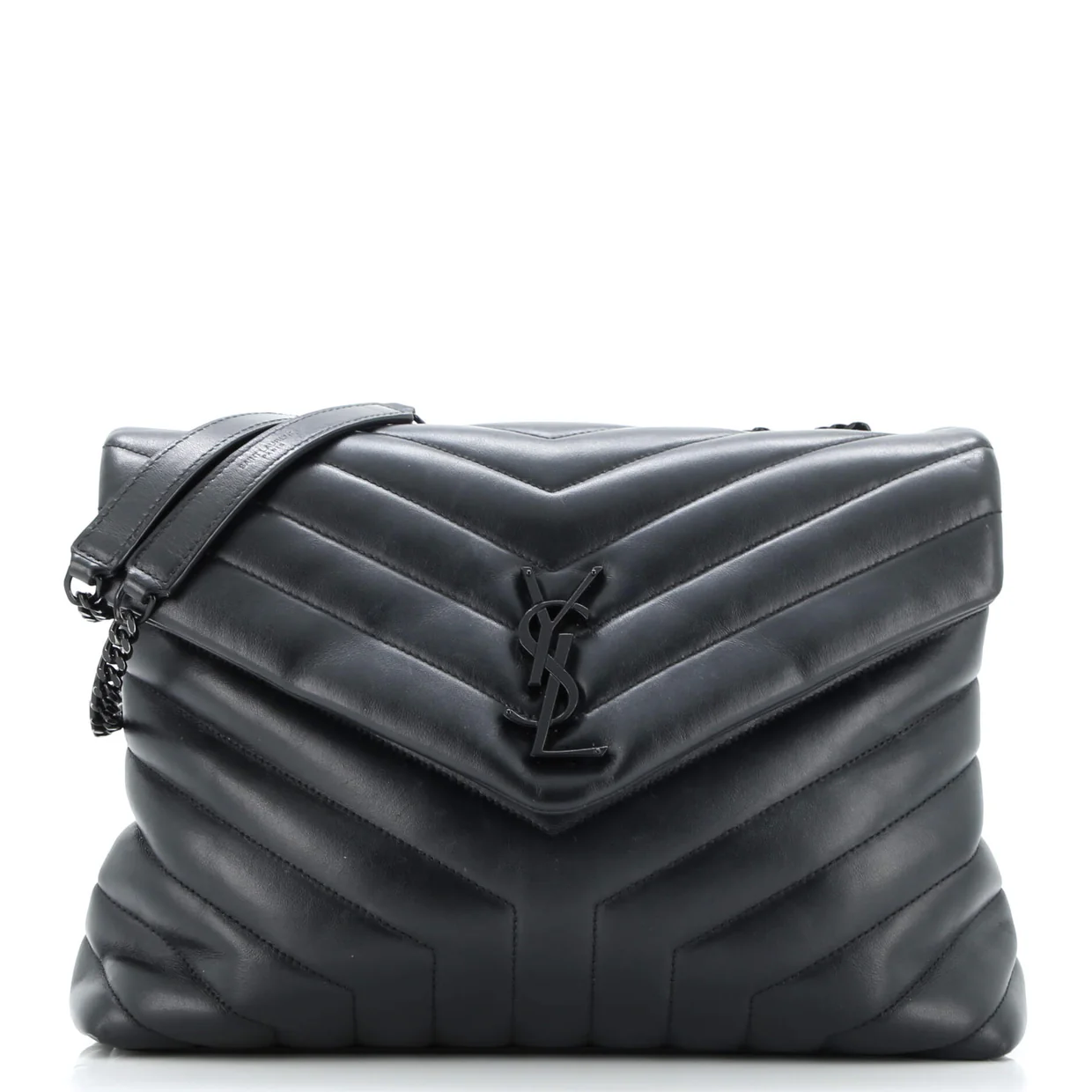 Loulou Shoulder Bag Matelasse Chevron Leather Medium - Deep Luxury