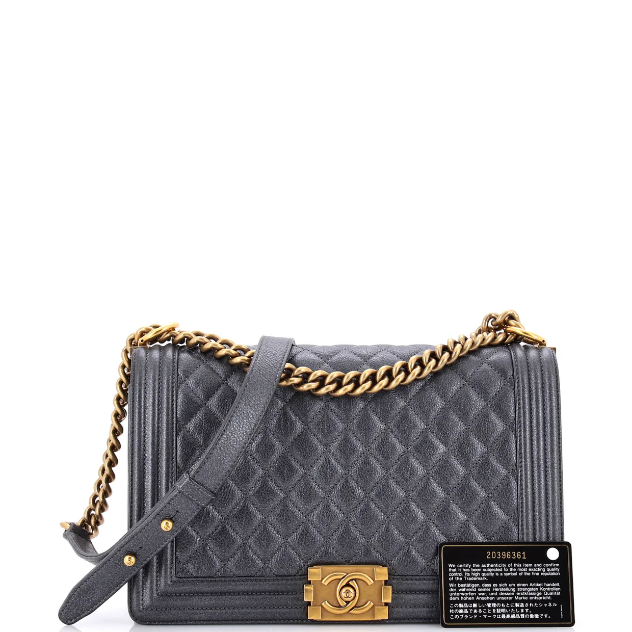 Boy Flap Bag Quilted Iridescent Caviar New Medium - Deep Luxury