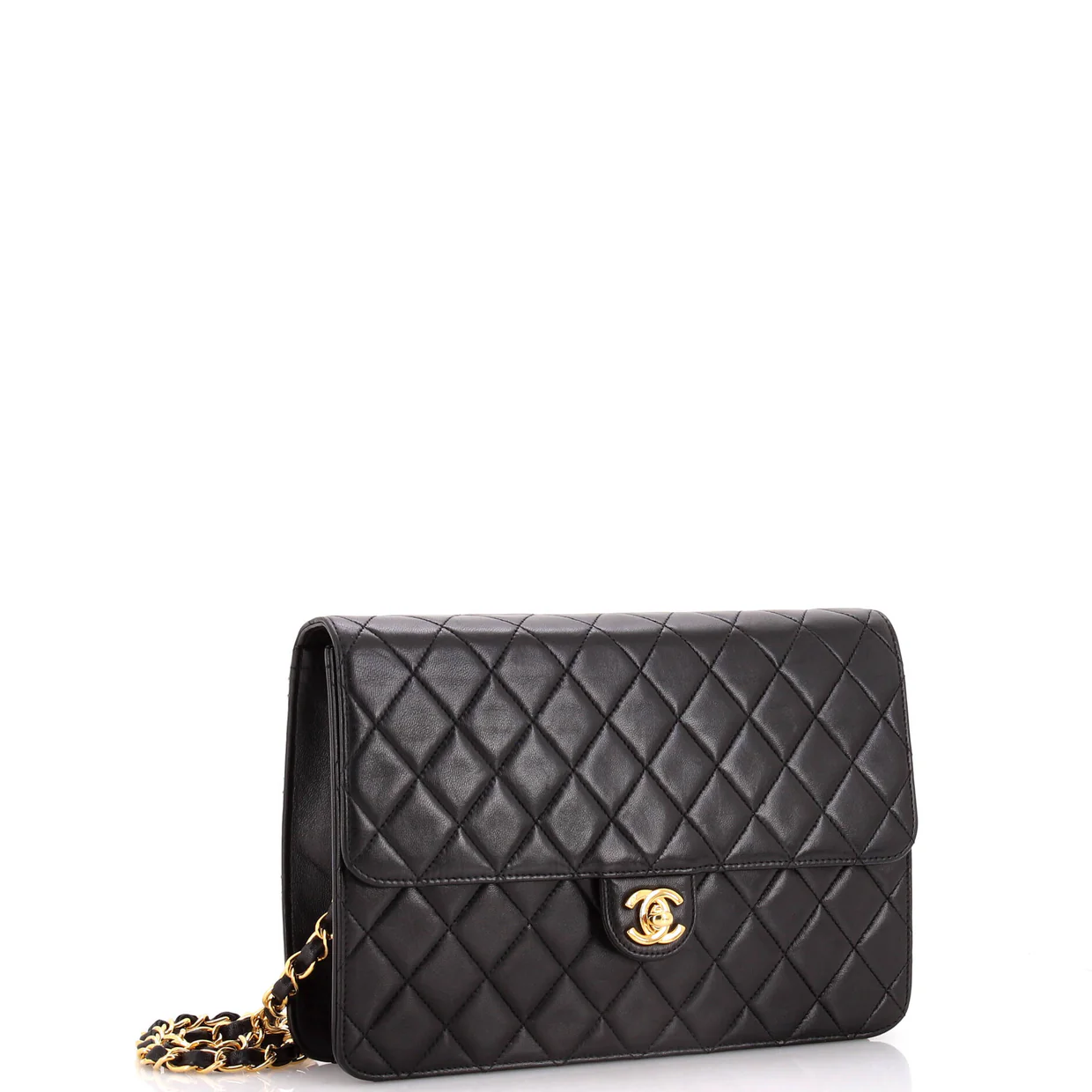 Vintage Clutch with Chain Quilted Leather Medium - Deep Luxury