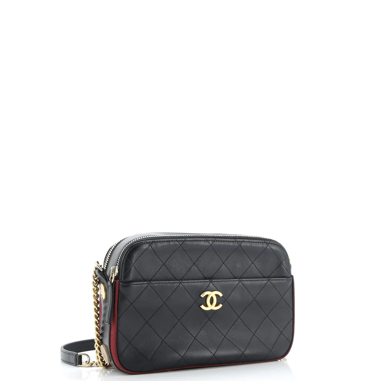 Button Up Camera Case Quilted Calfskin with Grosgrain Small - Deep Luxury