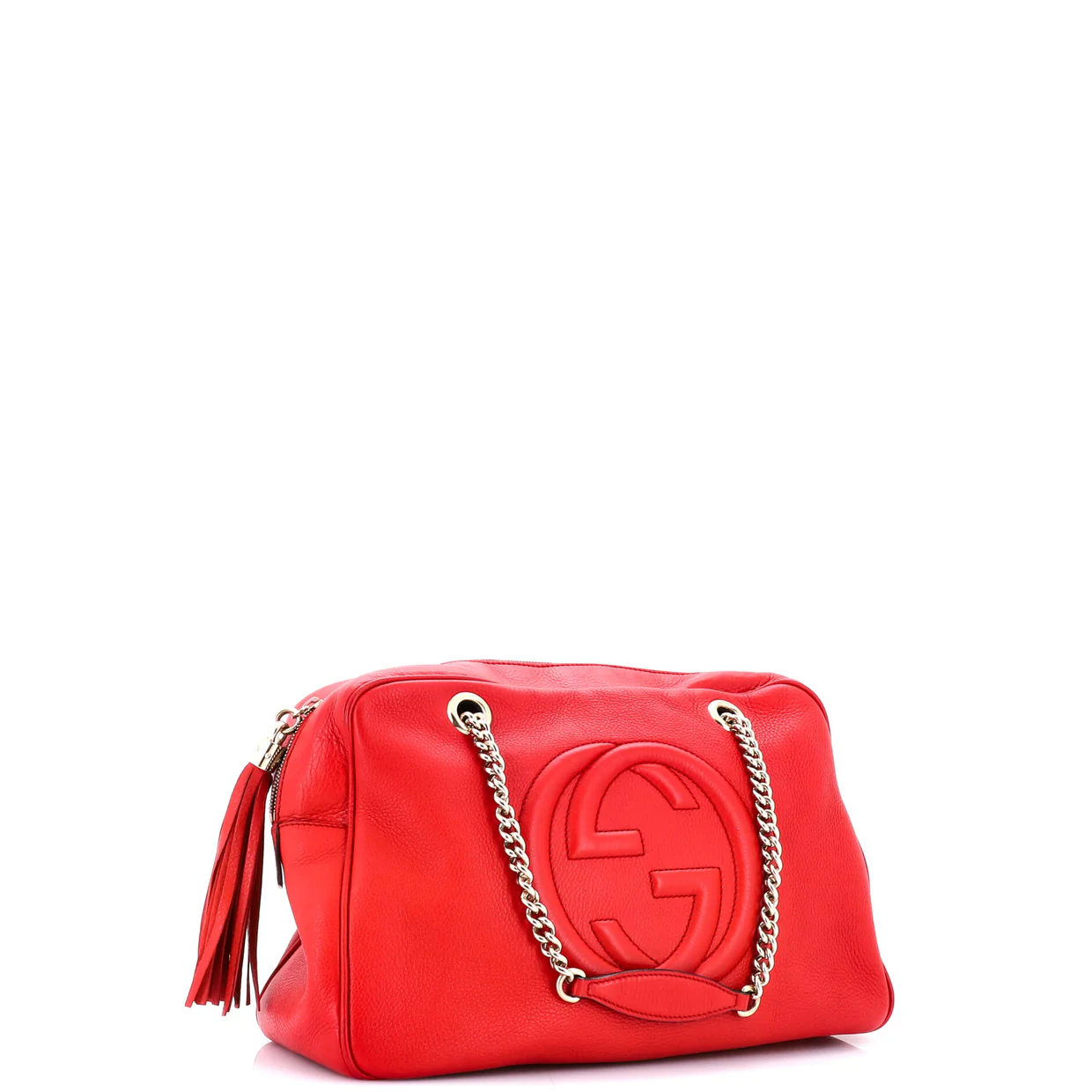 Soho Chain Zip Shoulder Bag Leather Medium - Deep Luxury