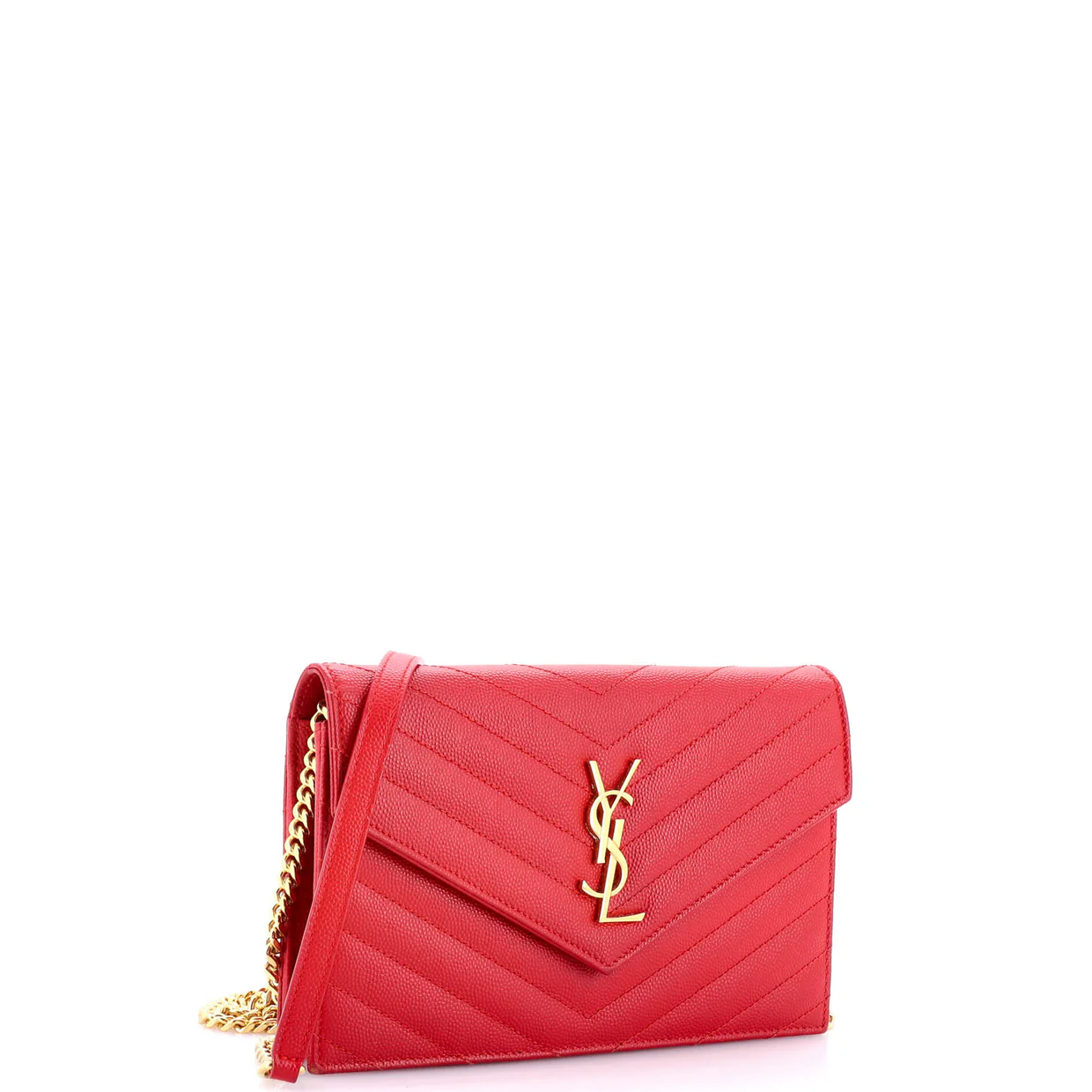 Classic Monogram Wallet on Chain Matelasse Chevron Leather Small - Deep Luxury