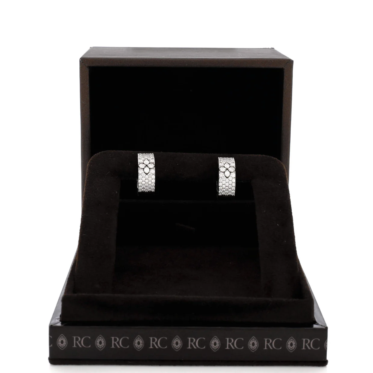 Love in Verona Hoop Earrings 18K White Gold with Pave Diamonds Small - Deep Luxury