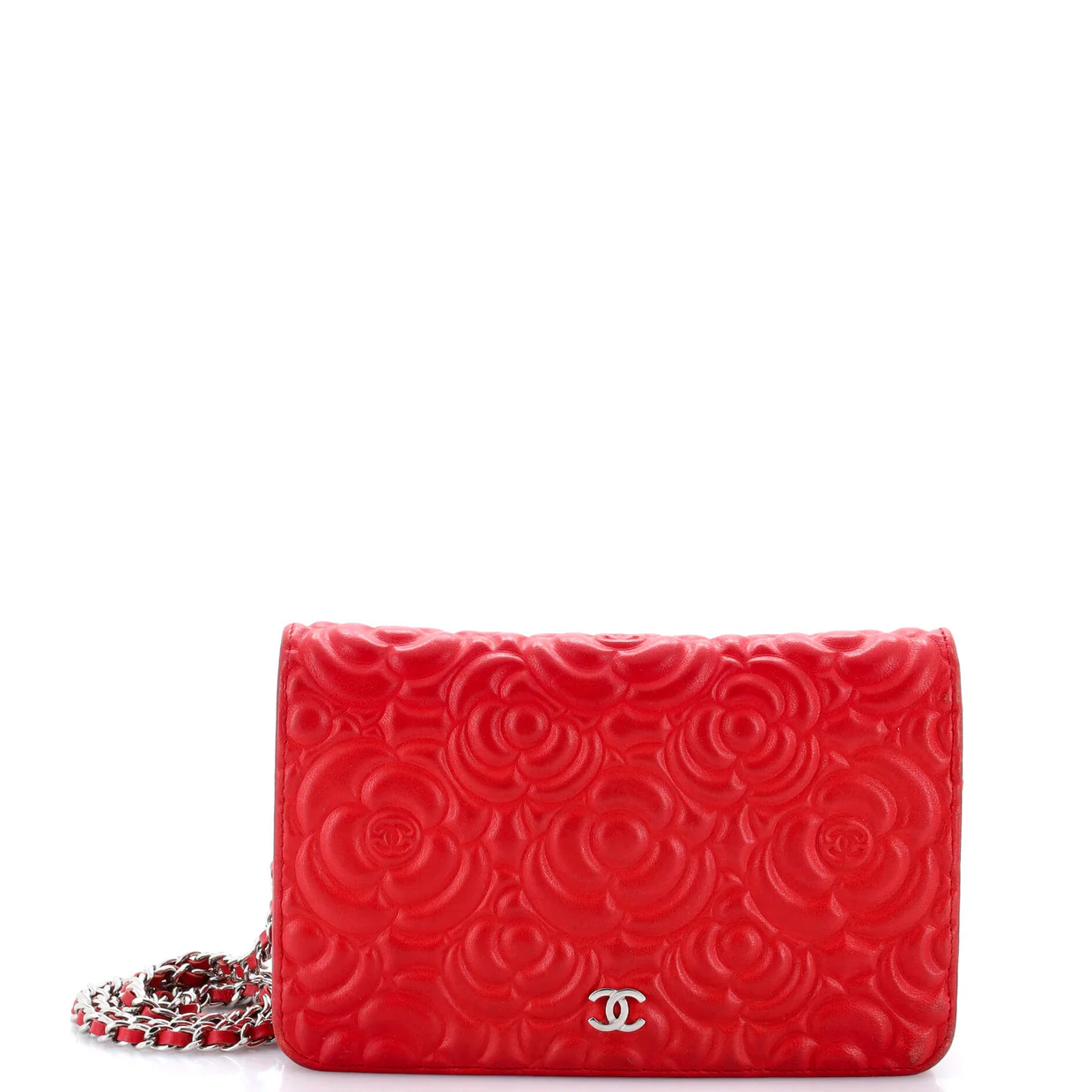 Wallet on Chain Camellia Lambskin - Deep Luxury