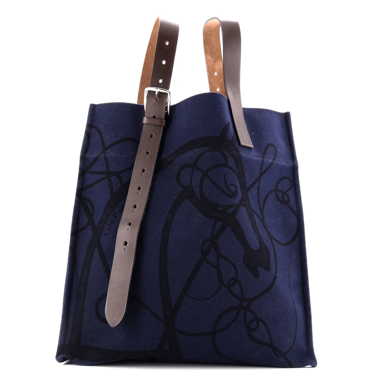 Etriviere Shopping Tote Printed Toile and Leather - Deep Luxury