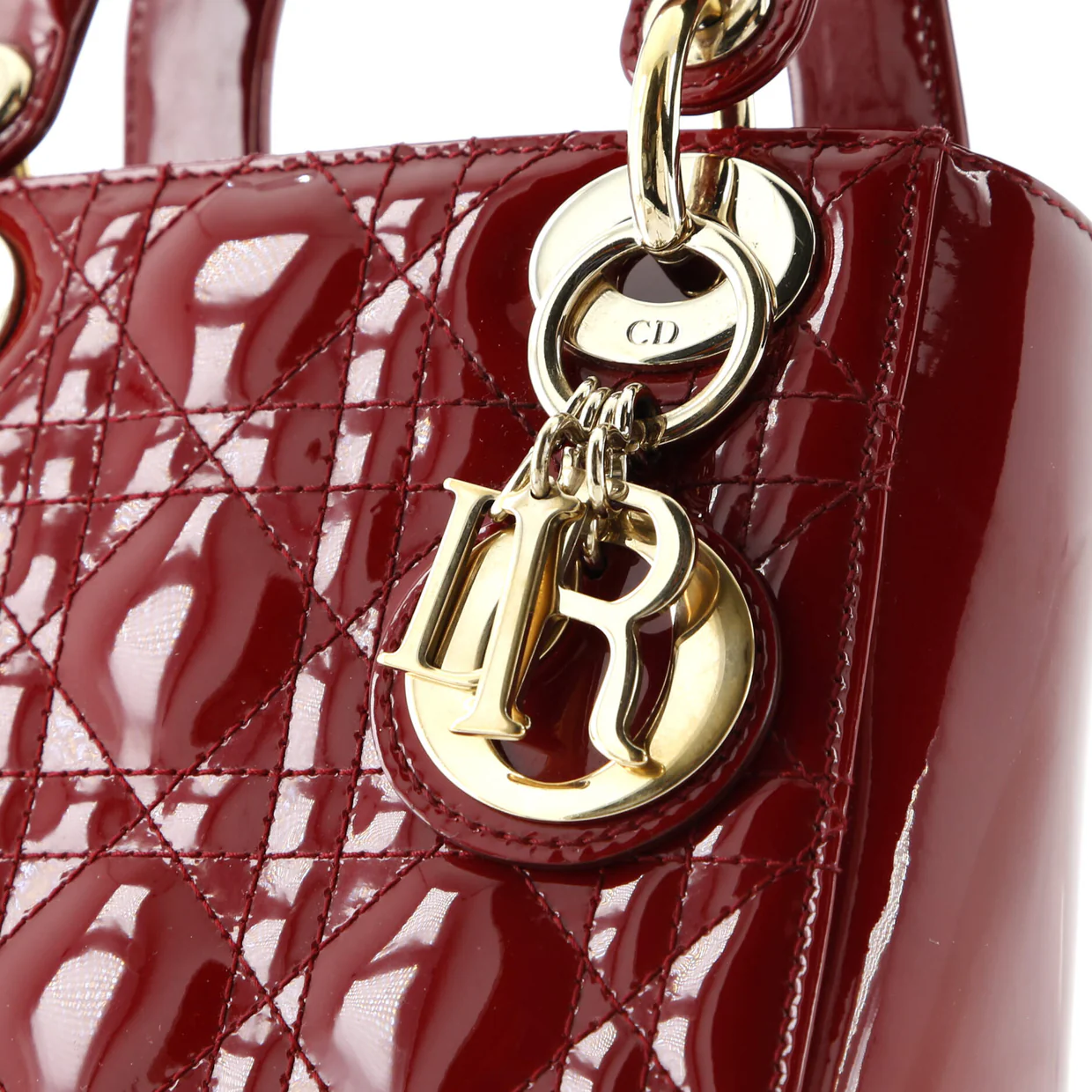 Lady Dior Chain Bag Cannage Quilt Patent Mini - Deep Luxury