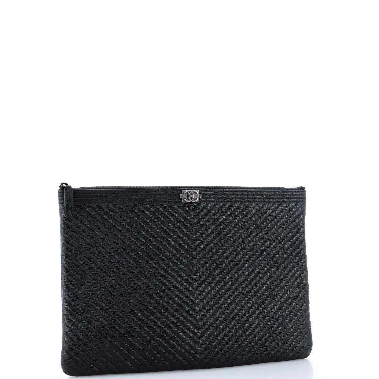 Boy O Case Clutch Chevron Lambskin Large - Deep Luxury