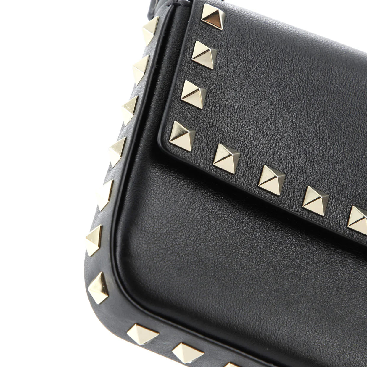 Rockstud Top Handle Crossbody Pouch Leather Mini - Deep Luxury